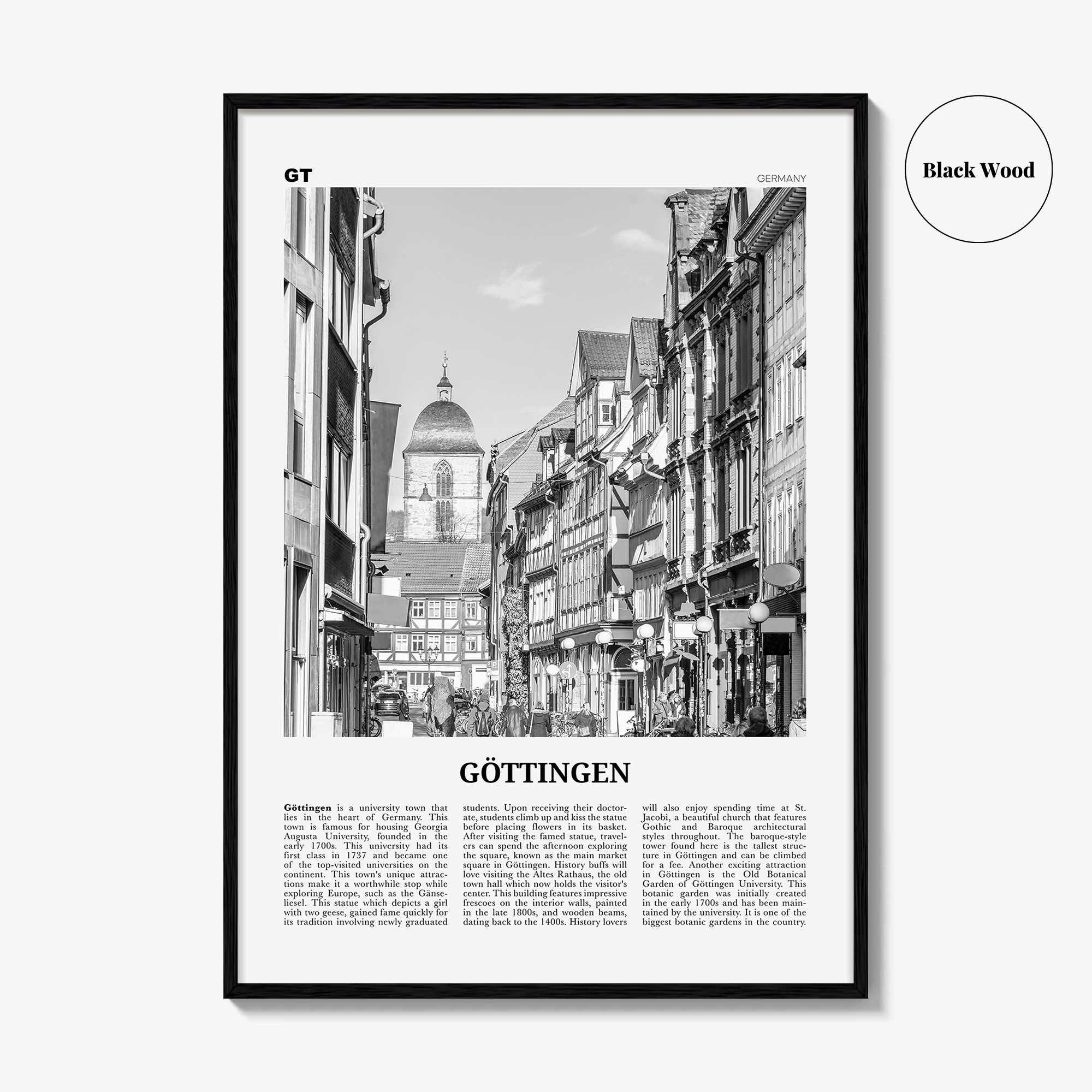 Gottingen Print Black and White, Göttingen Wall Art, Göttingen Poster, Göttingen Photo, Göttingen Wall Décor, Göttingen Map, Germany