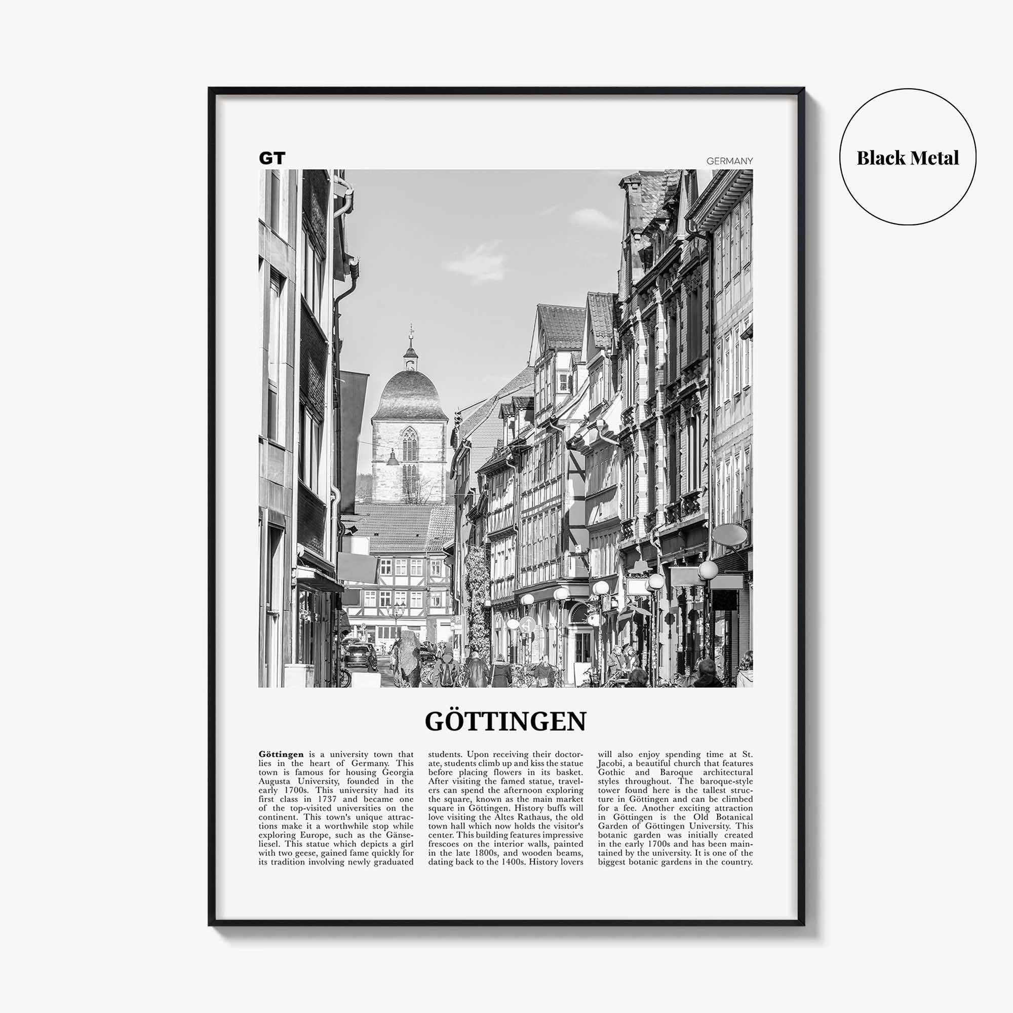Gottingen Print Black and White, Göttingen Wall Art, Göttingen Poster, Göttingen Photo, Göttingen Wall Décor, Göttingen Map, Germany