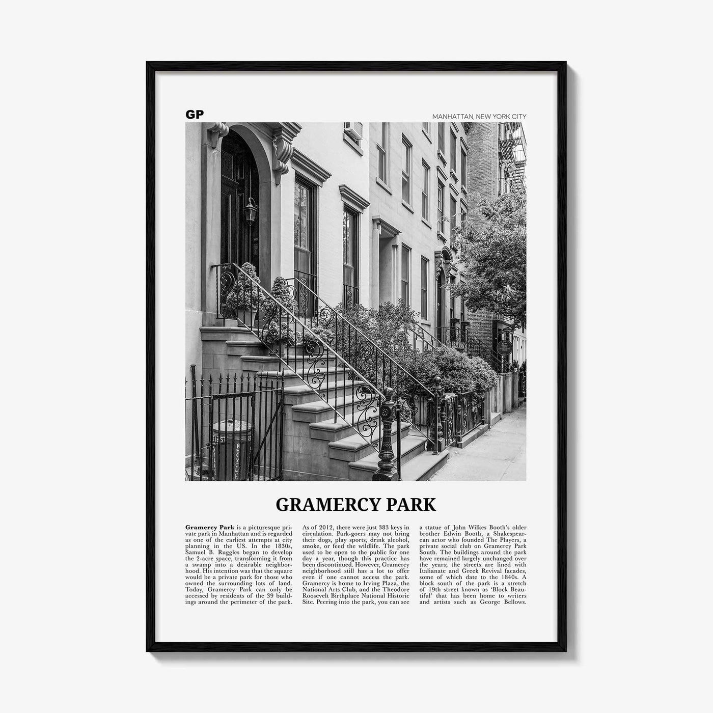Gramercy Park Print Black and White, Gramercy Park Wall Art, Gramercy Park Poster, Gramercy Park Photo, Gramercy Park Map, New York City
