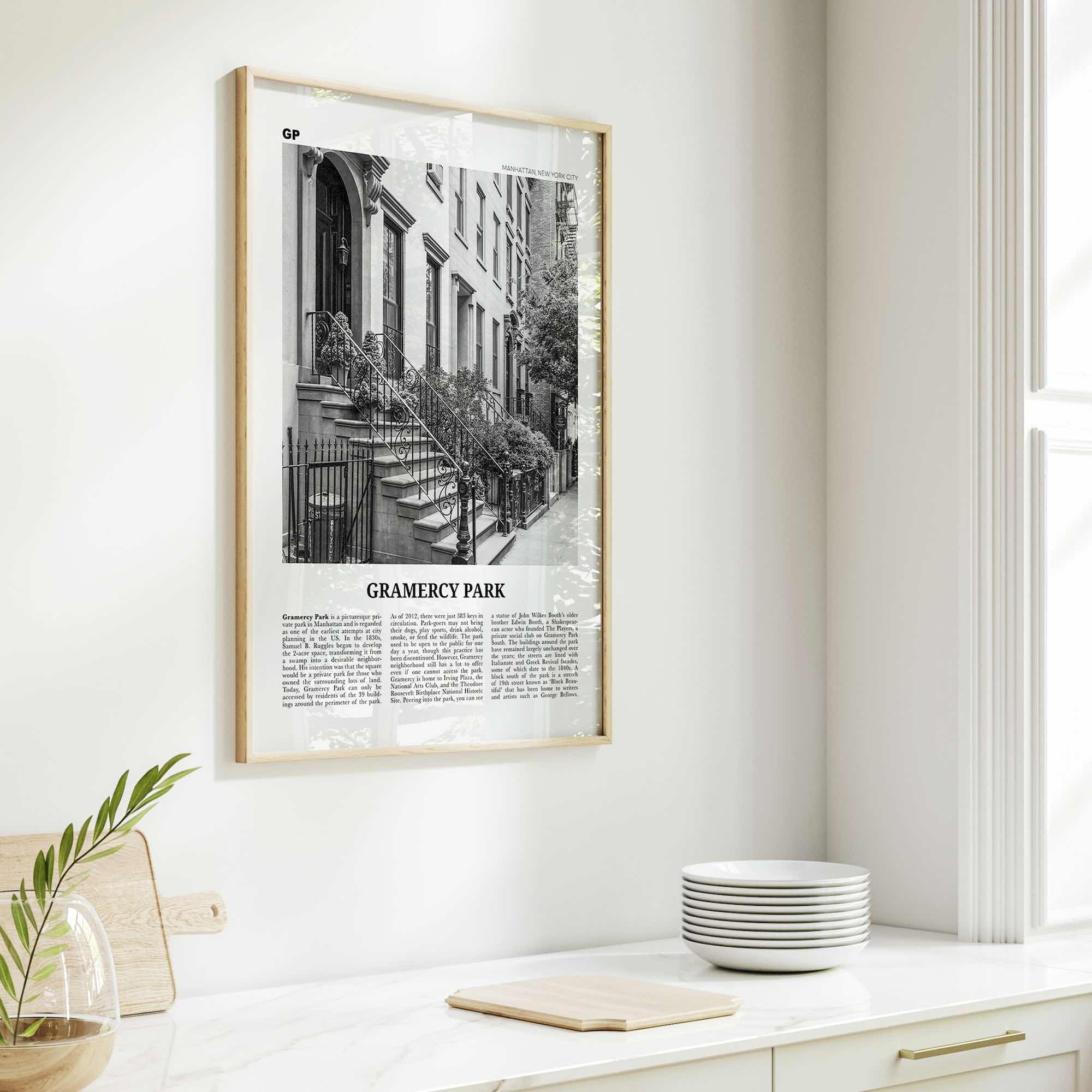 Gramercy Park Print Black and White, Gramercy Park Wall Art, Gramercy Park Poster, Gramercy Park Photo, Gramercy Park Map, New York City