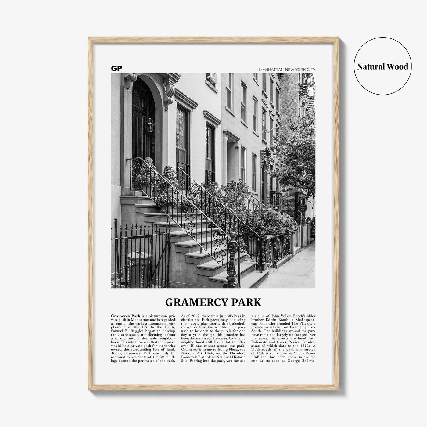 Gramercy Park Print Black and White, Gramercy Park Wall Art, Gramercy Park Poster, Gramercy Park Photo, Gramercy Park Map, New York City