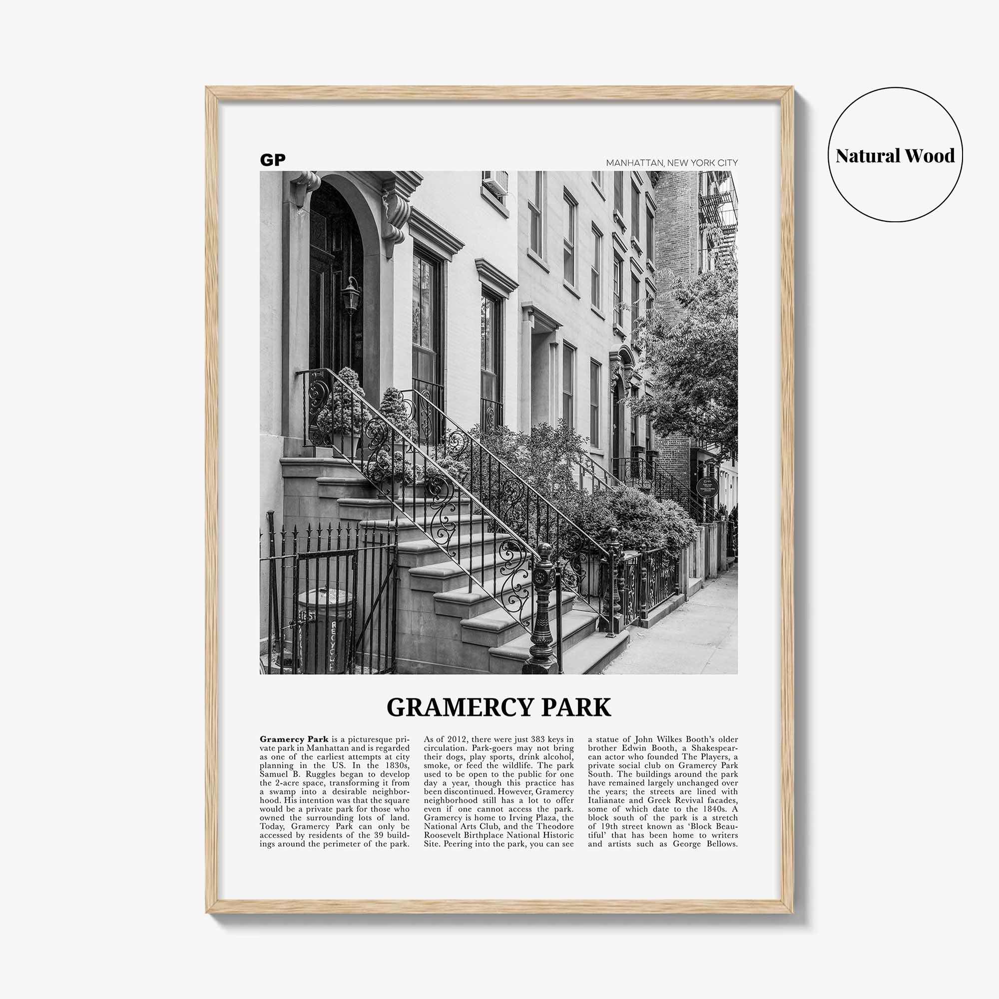 Gramercy Park Print Black and White, Gramercy Park Wall Art, Gramercy Park Poster, Gramercy Park Photo, Gramercy Park Map, New York City