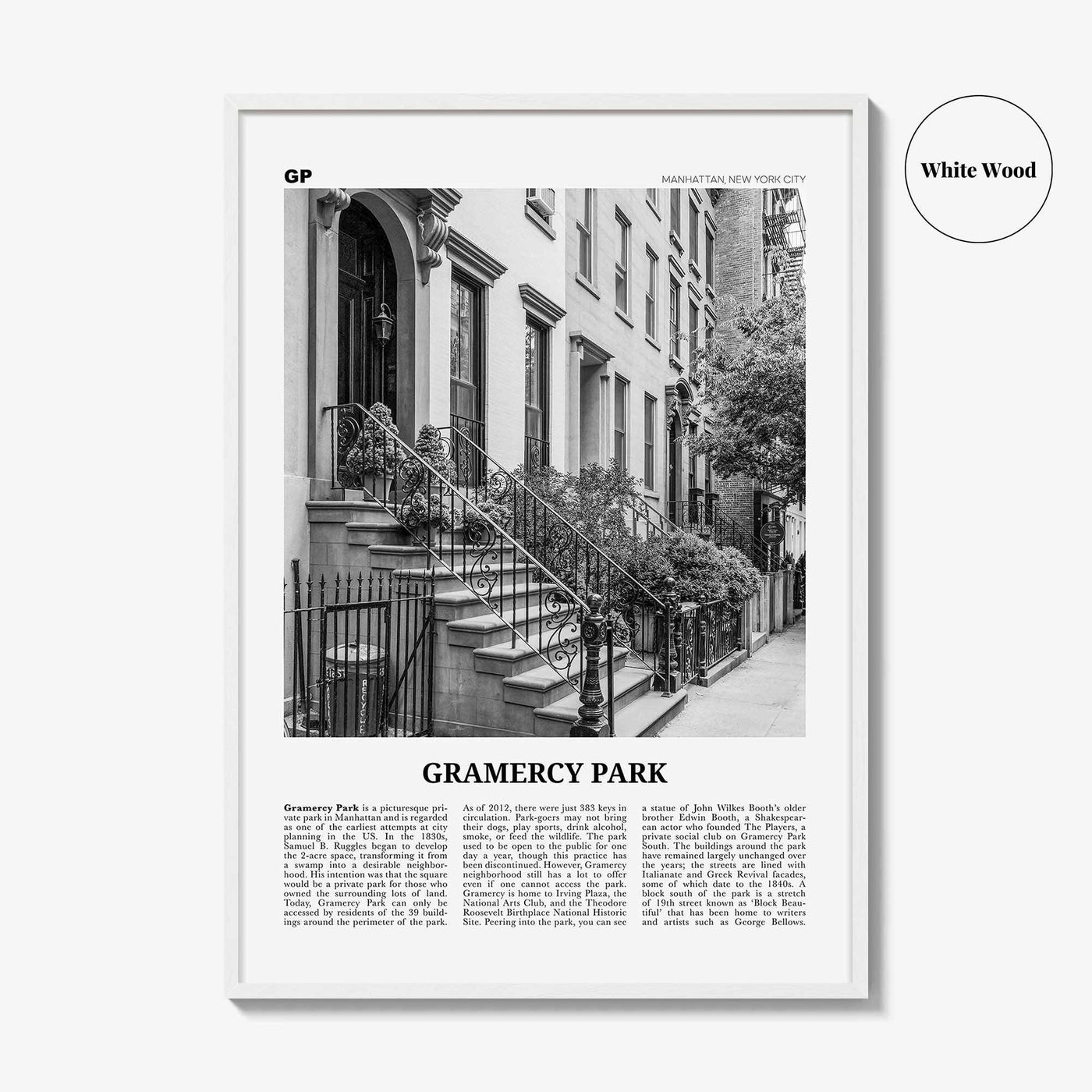 Gramercy Park Print Black and White, Gramercy Park Wall Art, Gramercy Park Poster, Gramercy Park Photo, Gramercy Park Map, New York City