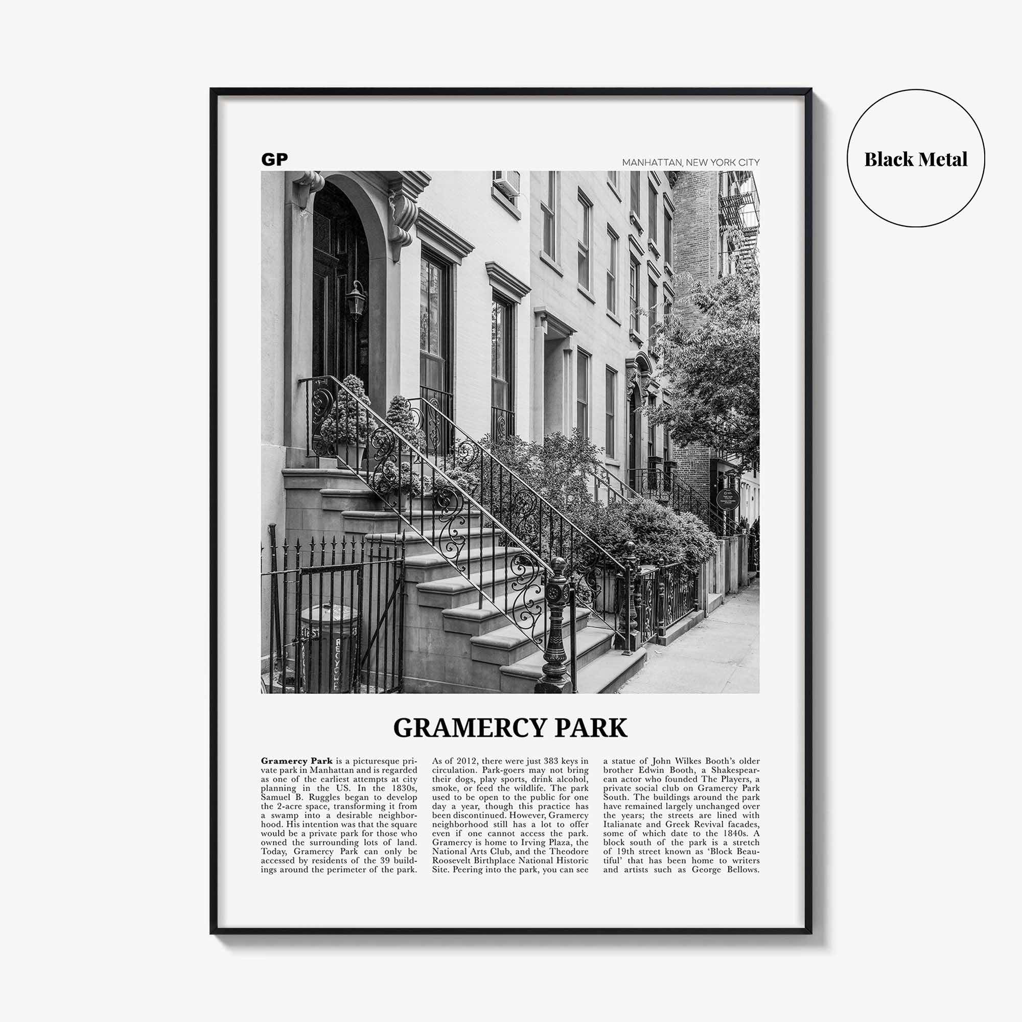 Gramercy Park Print Black and White, Gramercy Park Wall Art, Gramercy Park Poster, Gramercy Park Photo, Gramercy Park Map, New York City