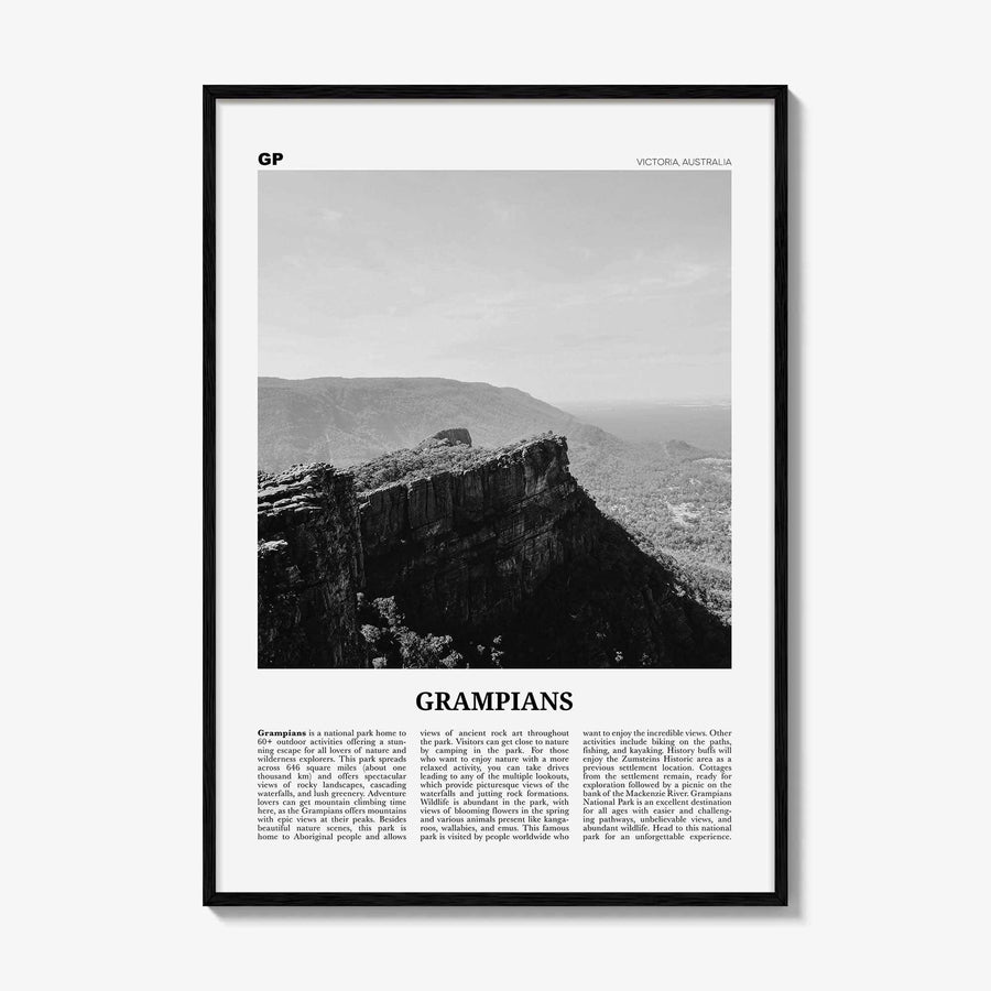Grampians National Park Print Black and White, Grampians Wall Art, Grampians Poster, Grampians Photo, Grampians Décor, Victoria, Australia