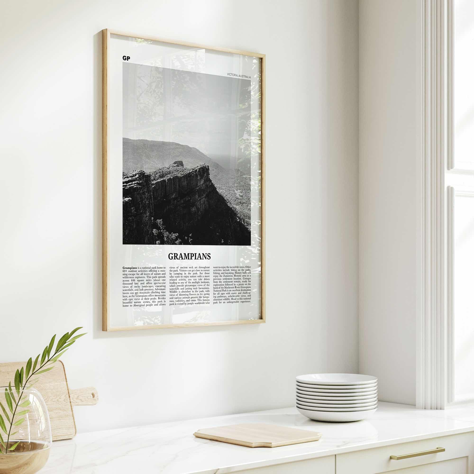 Grampians National Park Print Black and White, Grampians Wall Art, Grampians Poster, Grampians Photo, Grampians Décor, Victoria, Australia