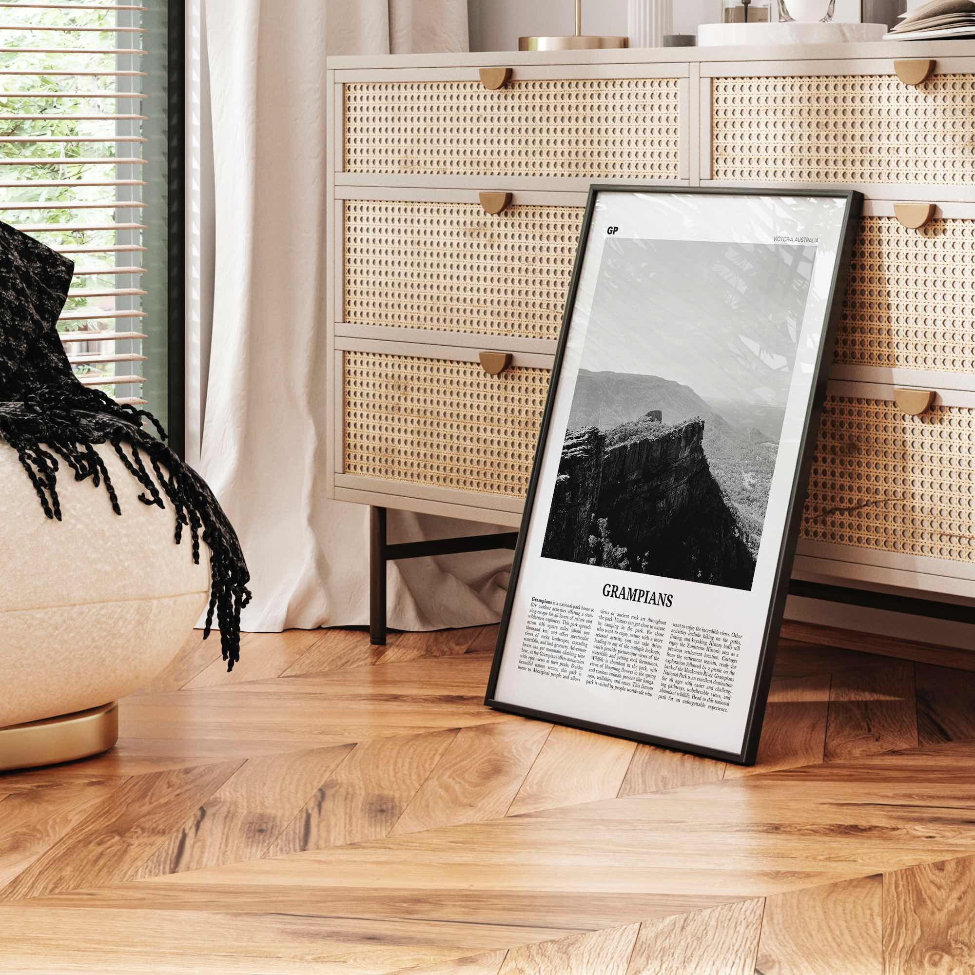 Grampians National Park Print Black and White, Grampians Wall Art, Grampians Poster, Grampians Photo, Grampians Décor, Victoria, Australia