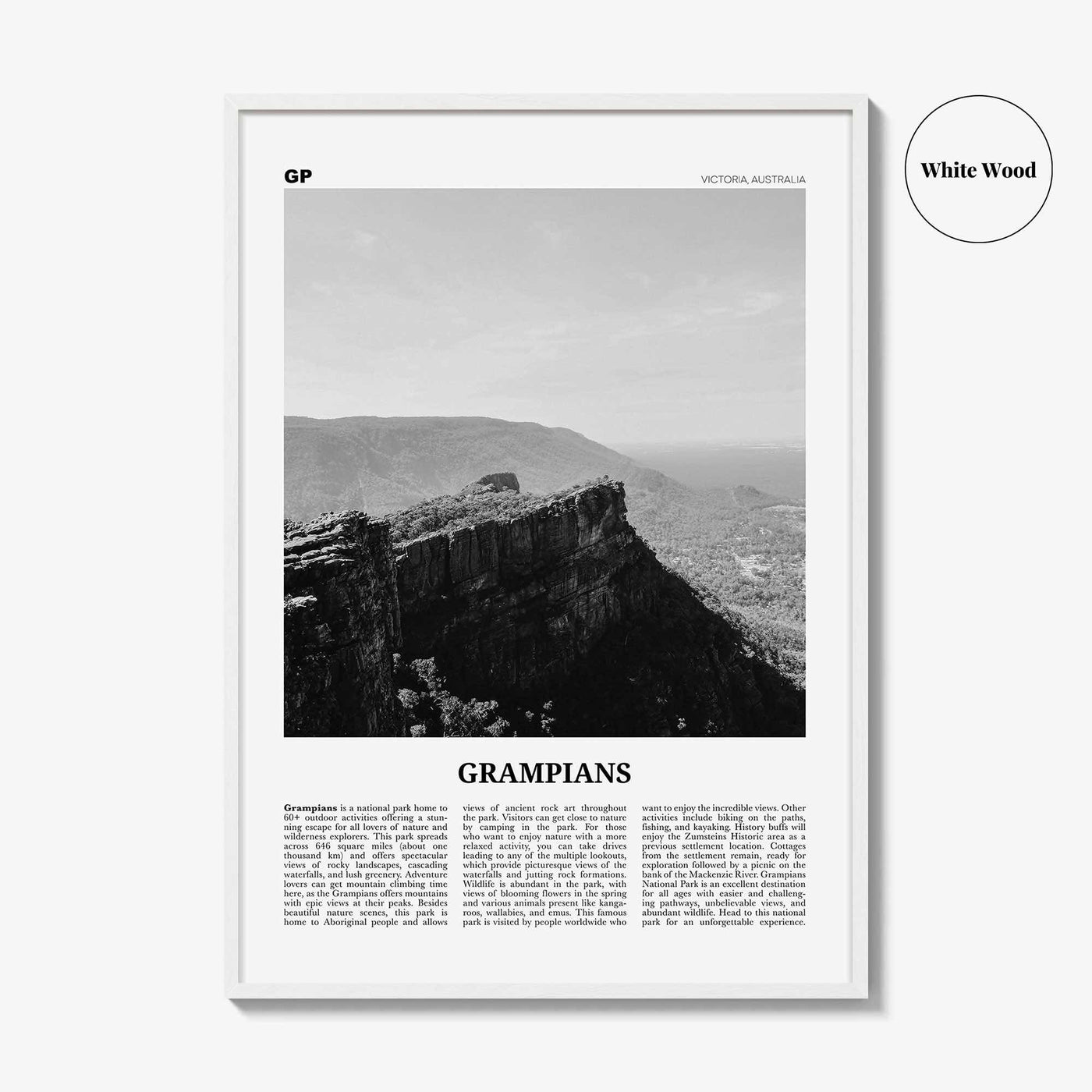 Grampians National Park Print Black and White, Grampians Wall Art, Grampians Poster, Grampians Photo, Grampians Décor, Victoria, Australia