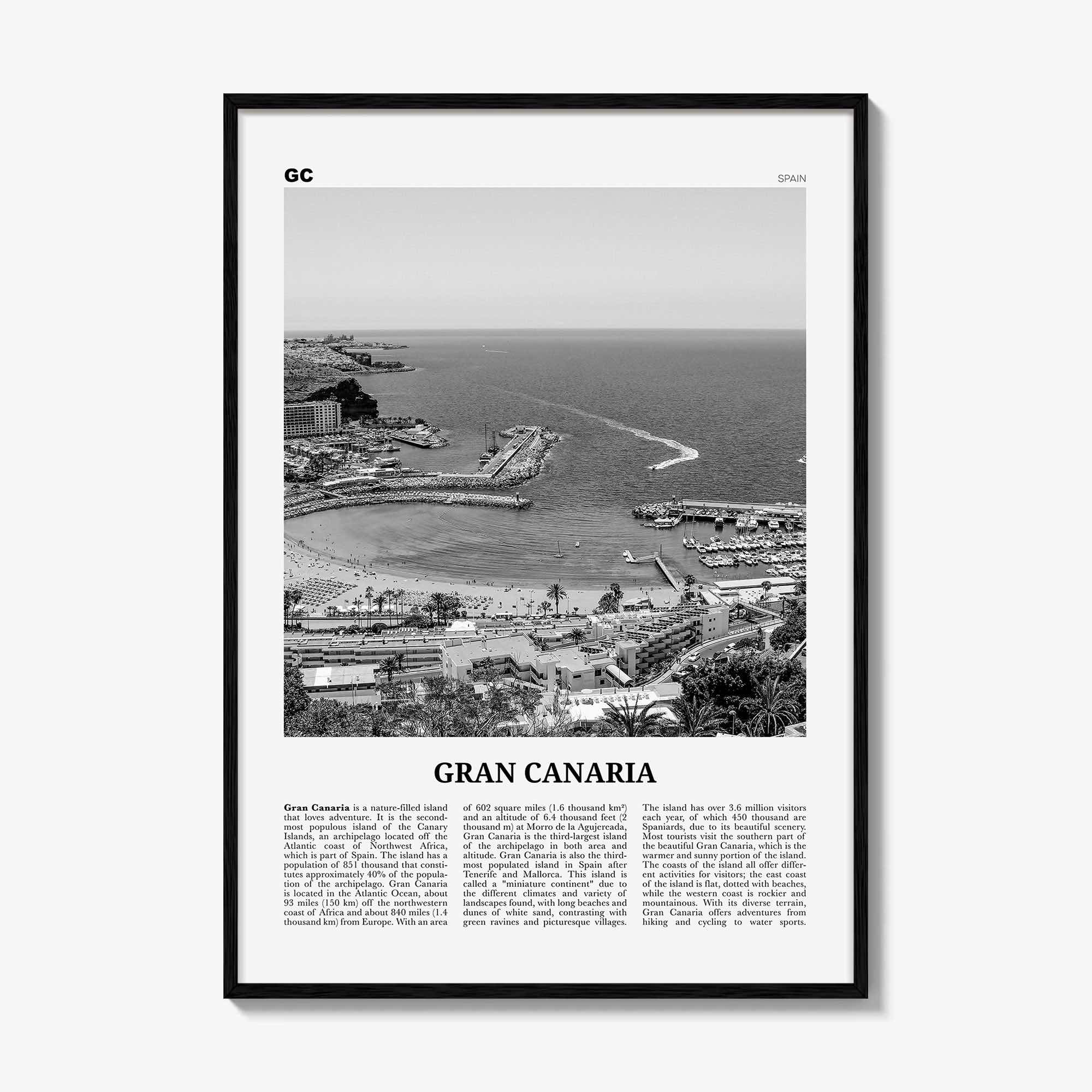 Gran Canaria Print Black and White, Gran Canaria Wall Art, Gran Canaria Poster, Gran Canaria Photo, Canary Islands, Spain, Canarias, Europe