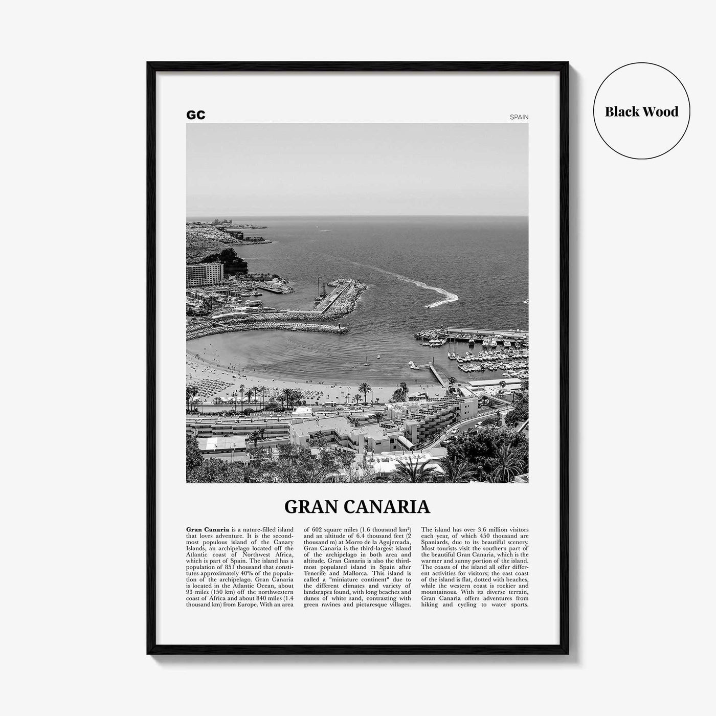 Gran Canaria Print Black and White, Gran Canaria Wall Art, Gran Canaria Poster, Gran Canaria Photo, Canary Islands, Spain, Canarias, Europe