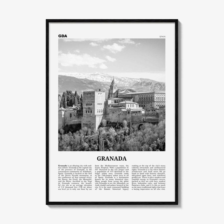 Granada Print Black and White No 2, Granada Wall Art, Granada Poster, Granada Photo, Granada Wall Decor, Andalucia, Spain, España, Europe