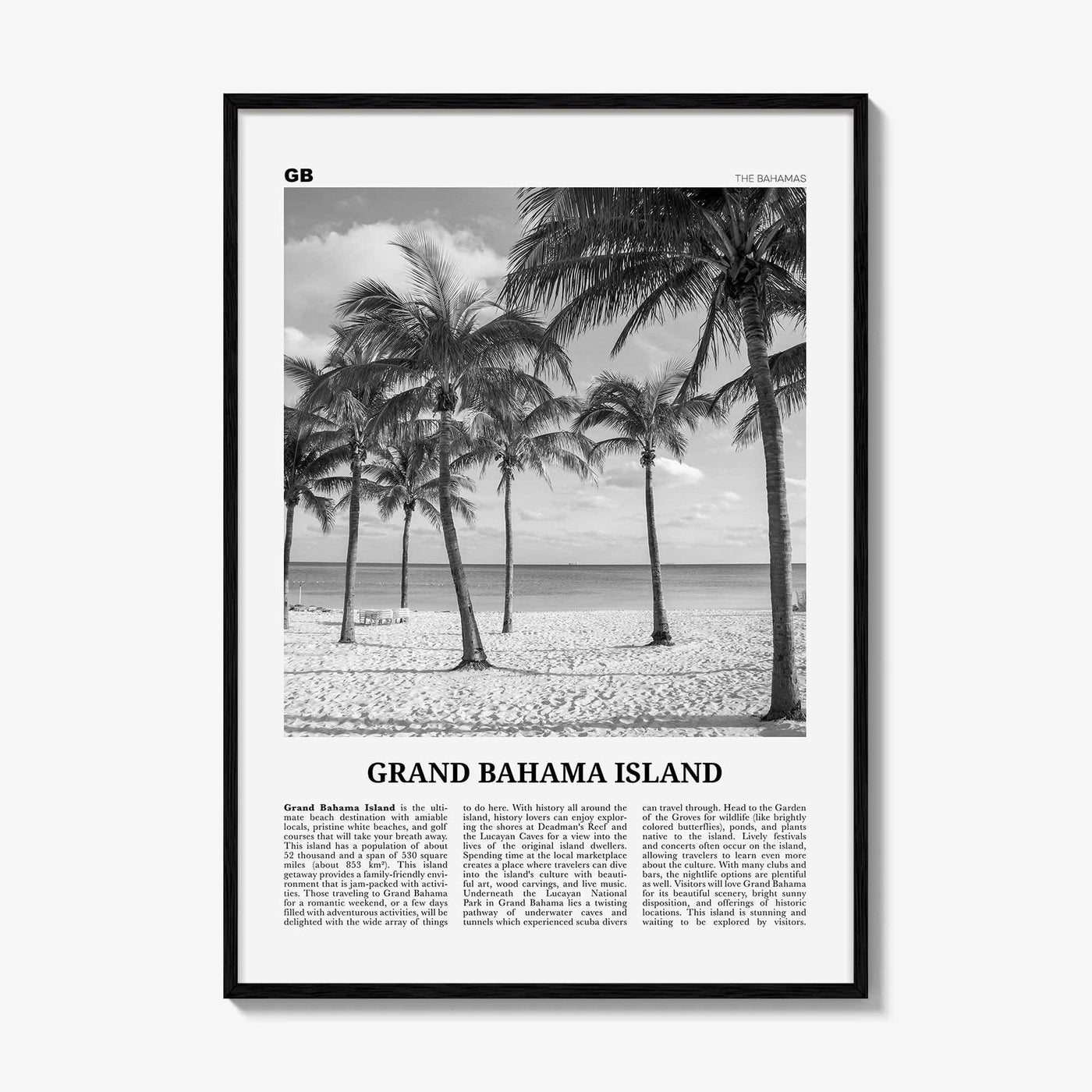 Grand Bahama Island Print Black and White, Grand Bahama Wall Art, Grand Bahama Poster, Grand Bahama Photo, Grand Bahama Wall Décor