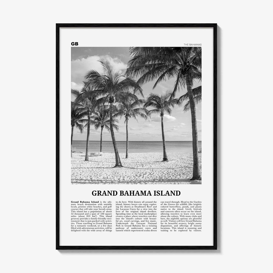 Grand Bahama Island Print Black and White, Grand Bahama Wall Art, Grand Bahama Poster, Grand Bahama Photo, Grand Bahama Wall Décor