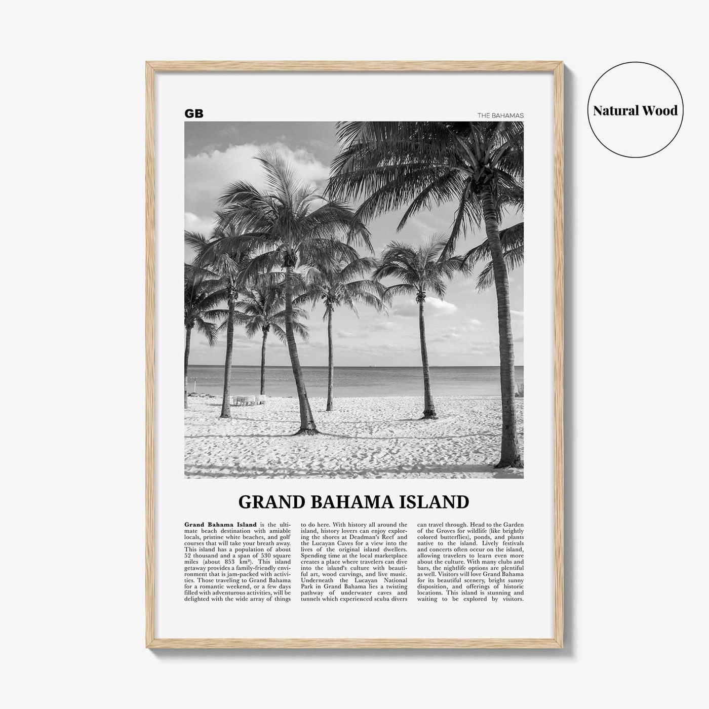 Grand Bahama Island Print Black and White, Grand Bahama Wall Art, Grand Bahama Poster, Grand Bahama Photo, Grand Bahama Wall Décor