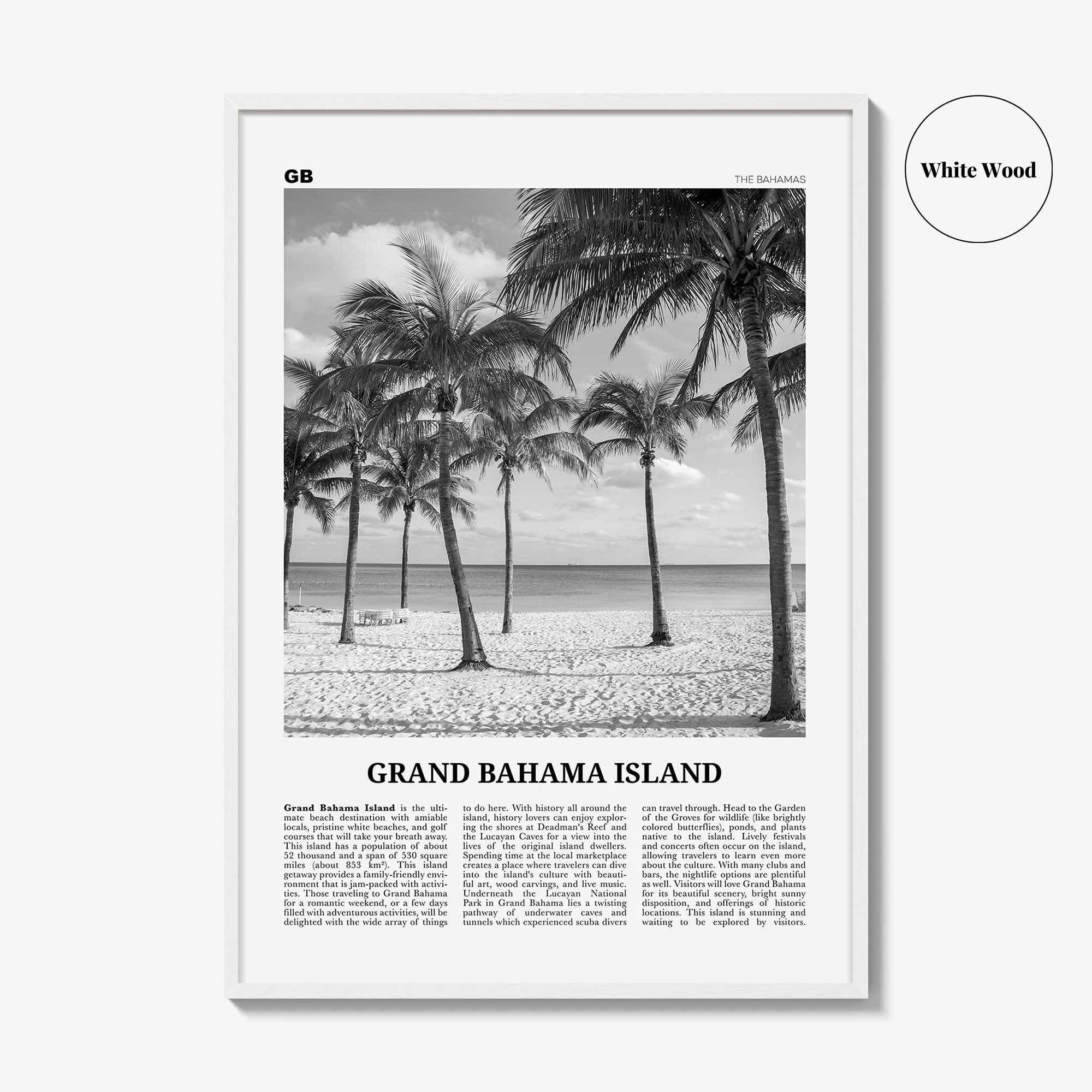 Grand Bahama Island Print Black and White, Grand Bahama Wall Art, Grand Bahama Poster, Grand Bahama Photo, Grand Bahama Wall Décor