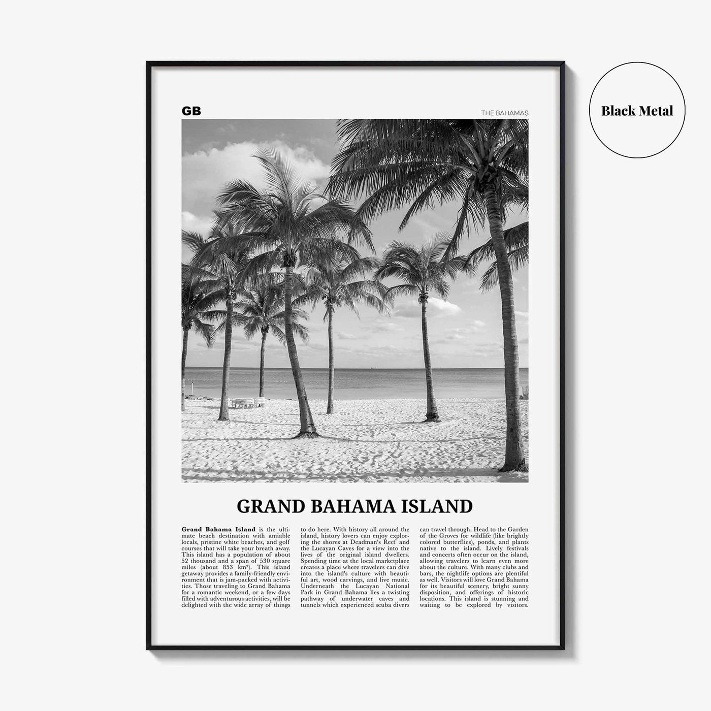 Grand Bahama Island Print Black and White, Grand Bahama Wall Art, Grand Bahama Poster, Grand Bahama Photo, Grand Bahama Wall Décor