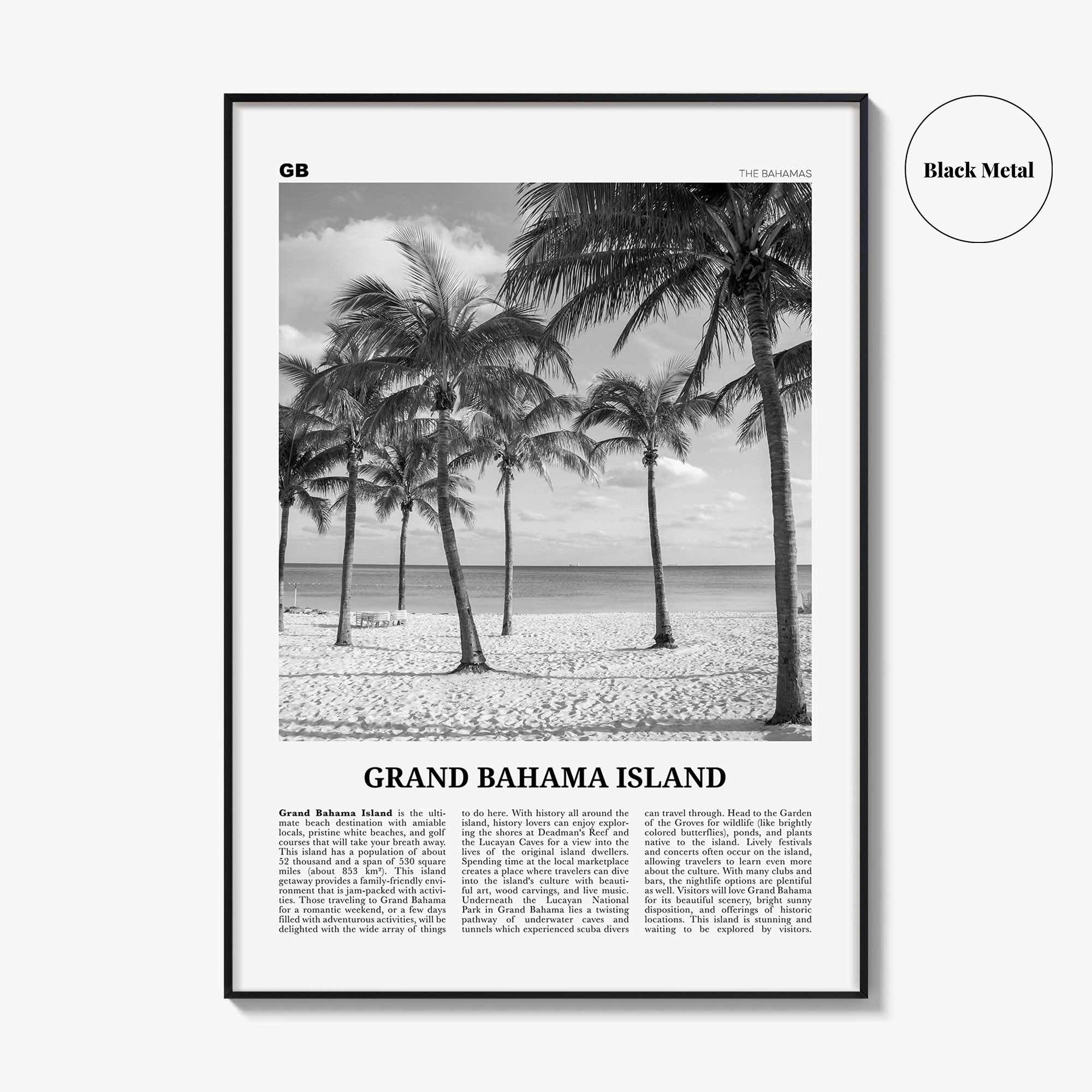 Grand Bahama Island Print Black and White, Grand Bahama Wall Art, Grand Bahama Poster, Grand Bahama Photo, Grand Bahama Wall Décor
