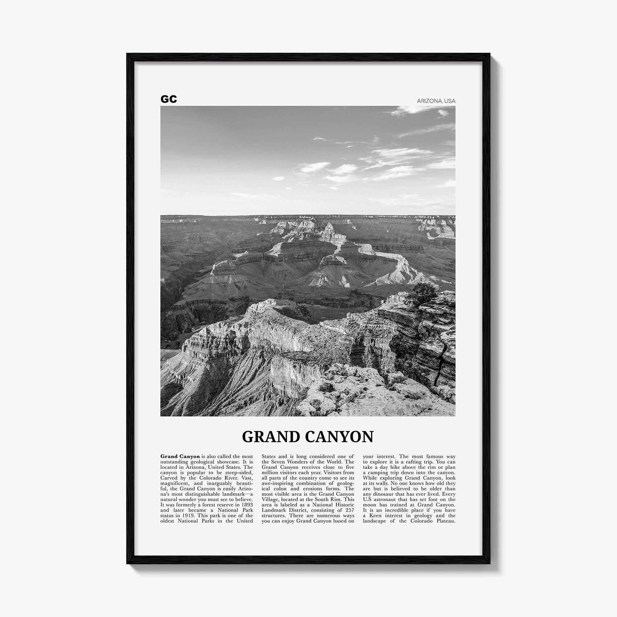 Grand Canyon Print Black and White, Grand Canyon Wall Art, Grand Canyon Poster, Grand Canyon Photo, Arizona, USA United States North America