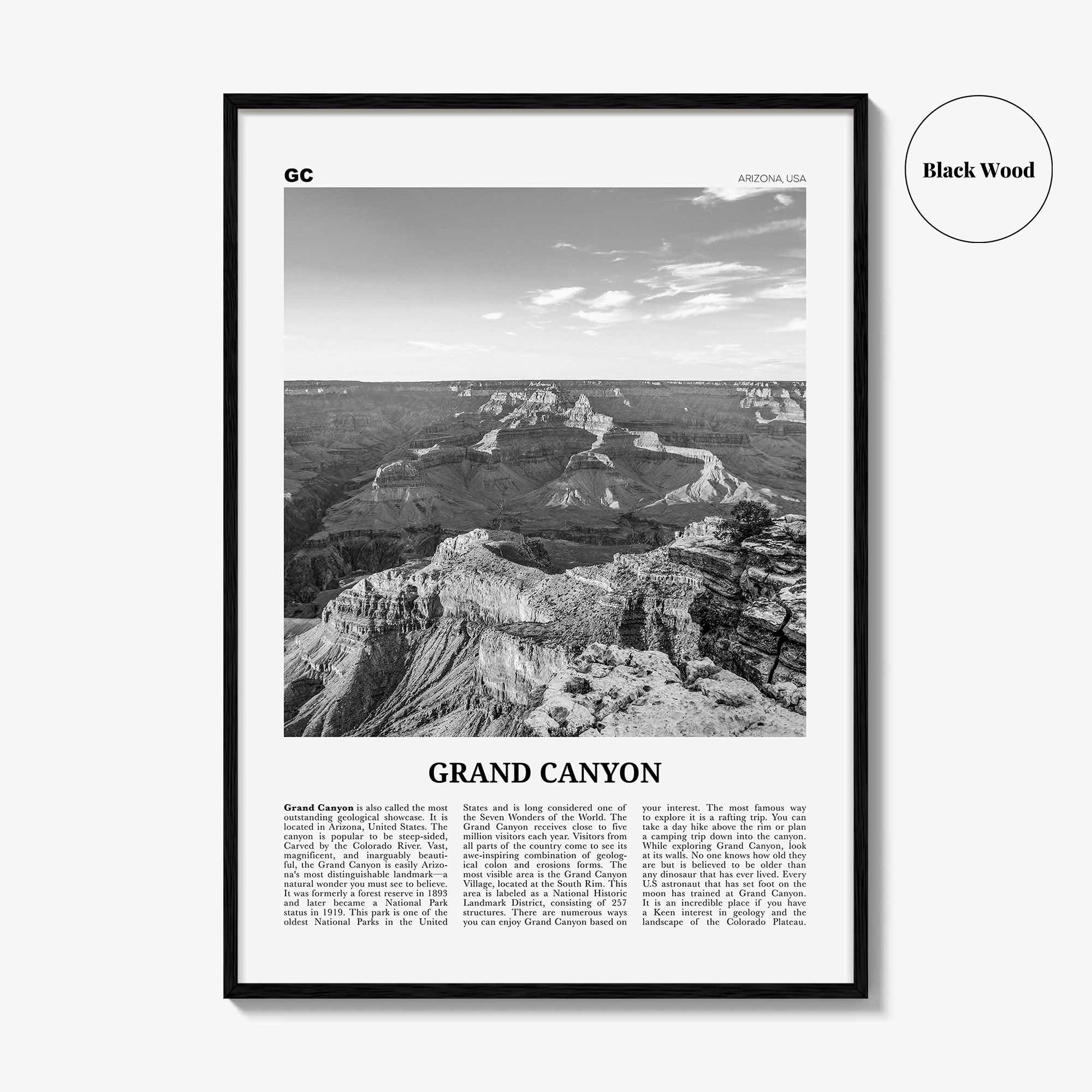 Grand Canyon Print Black and White, Grand Canyon Wall Art, Grand Canyon Poster, Grand Canyon Photo, Arizona, USA United States North America