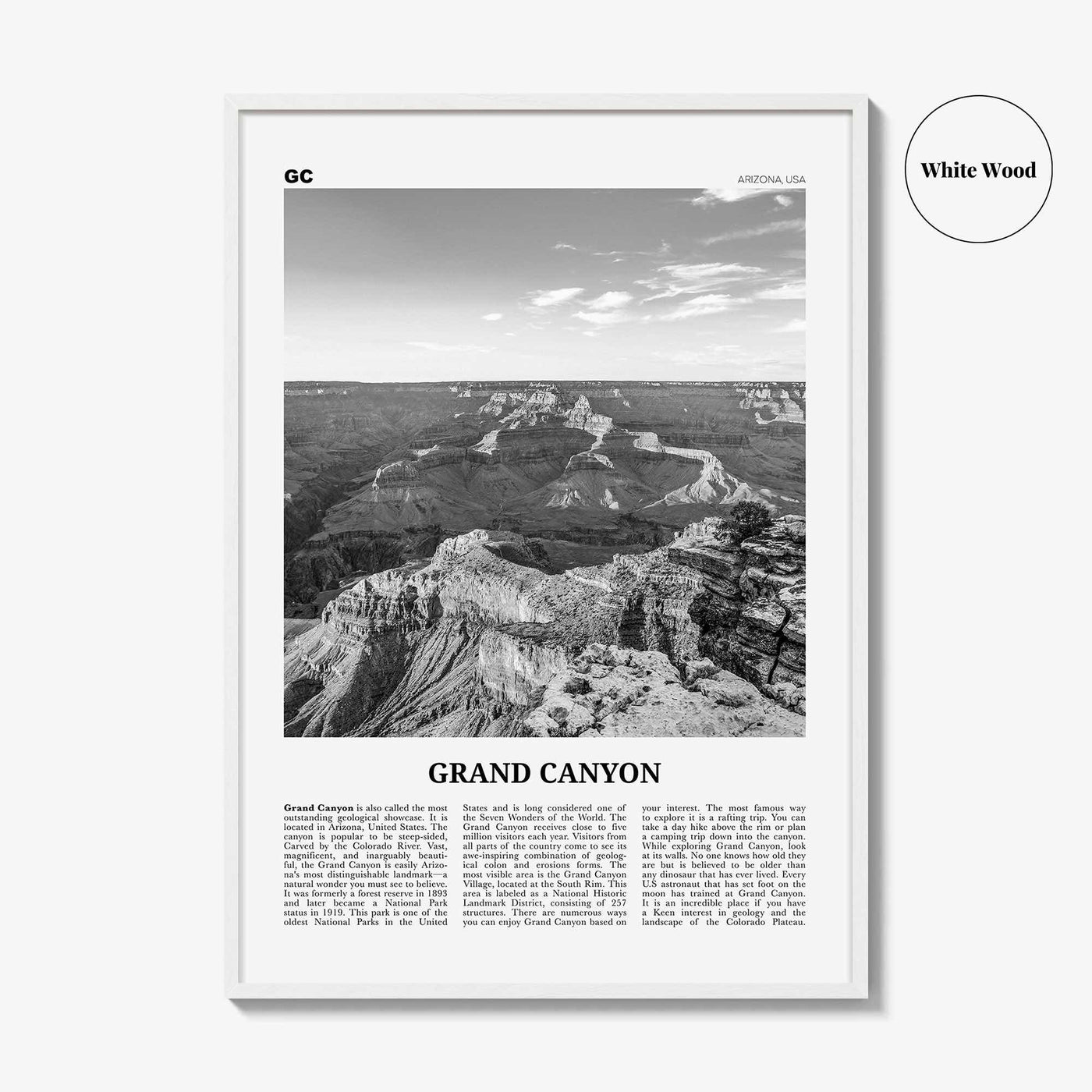 Grand Canyon Print Black and White, Grand Canyon Wall Art, Grand Canyon Poster, Grand Canyon Photo, Arizona, USA United States North America