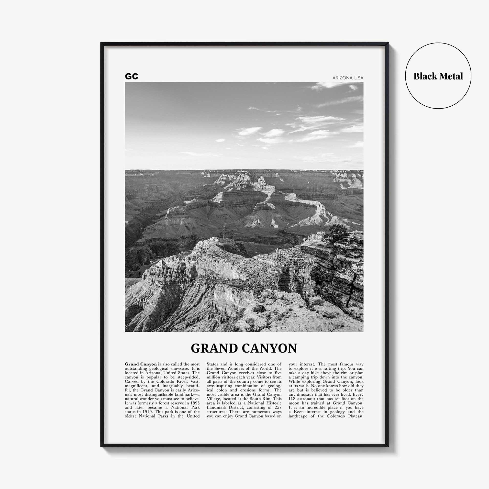 Grand Canyon Print Black and White, Grand Canyon Wall Art, Grand Canyon Poster, Grand Canyon Photo, Arizona, USA United States North America