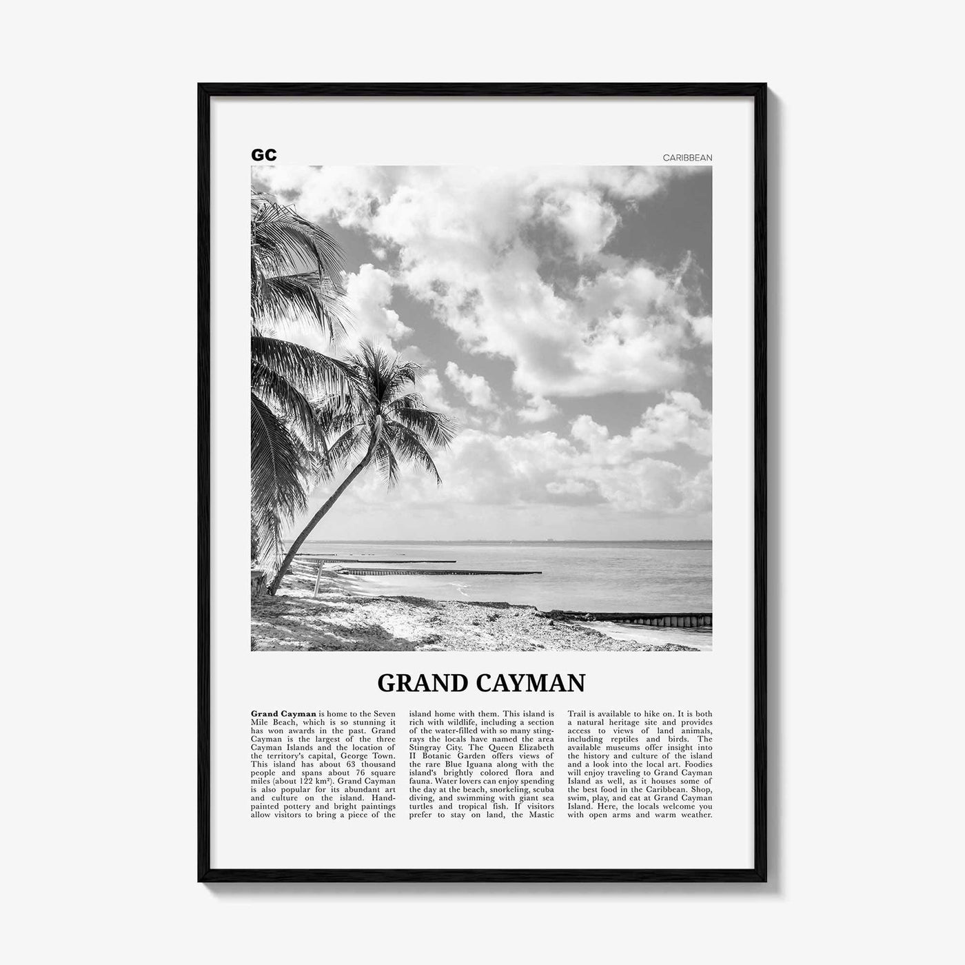 Grand Cayman Print Black and White, Grand Cayman Wall Art, Grand Cayman Poster, Grand Cayman Photo, Grand Cayman Wall Décor, Caribbean