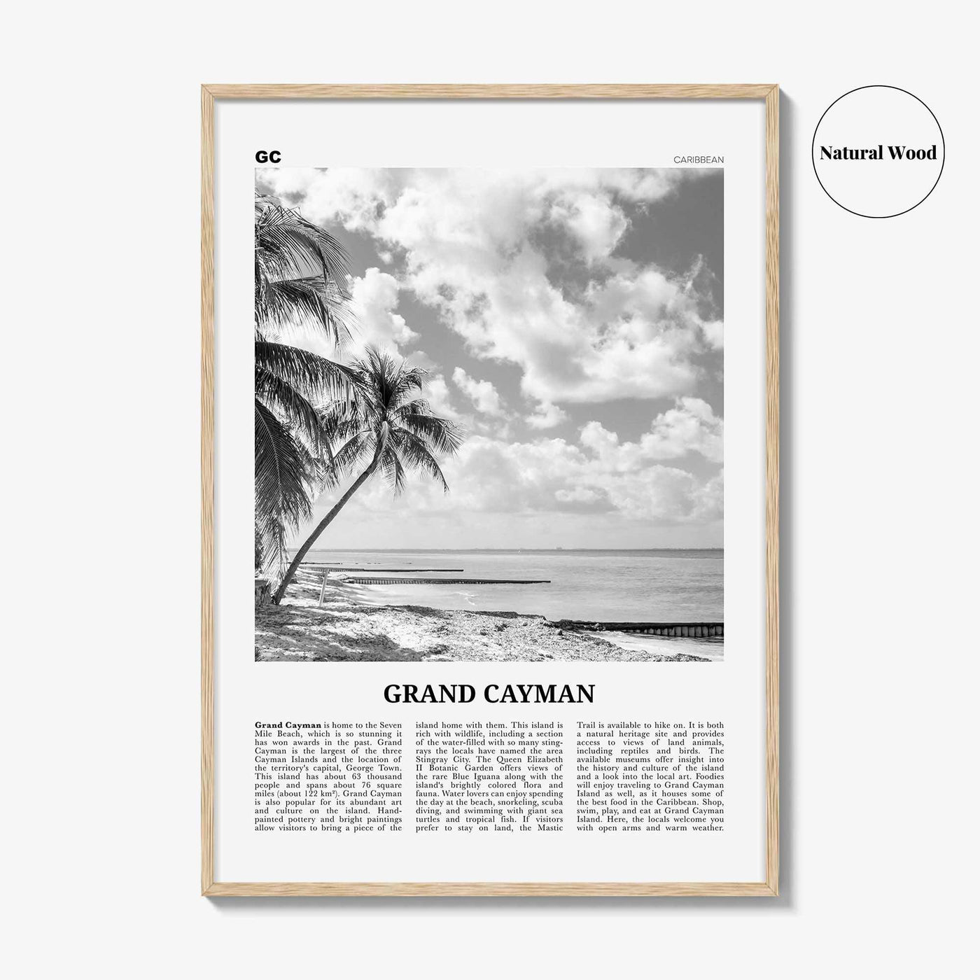 Grand Cayman Print Black and White, Grand Cayman Wall Art, Grand Cayman Poster, Grand Cayman Photo, Grand Cayman Wall Décor, Caribbean