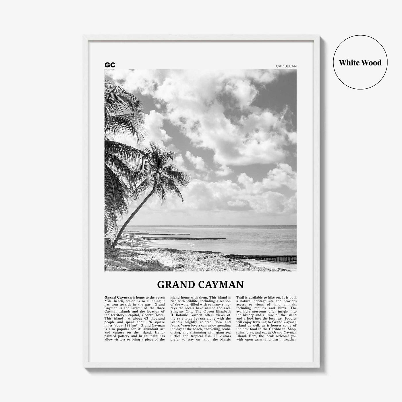 Grand Cayman Print Black and White, Grand Cayman Wall Art, Grand Cayman Poster, Grand Cayman Photo, Grand Cayman Wall Décor, Caribbean