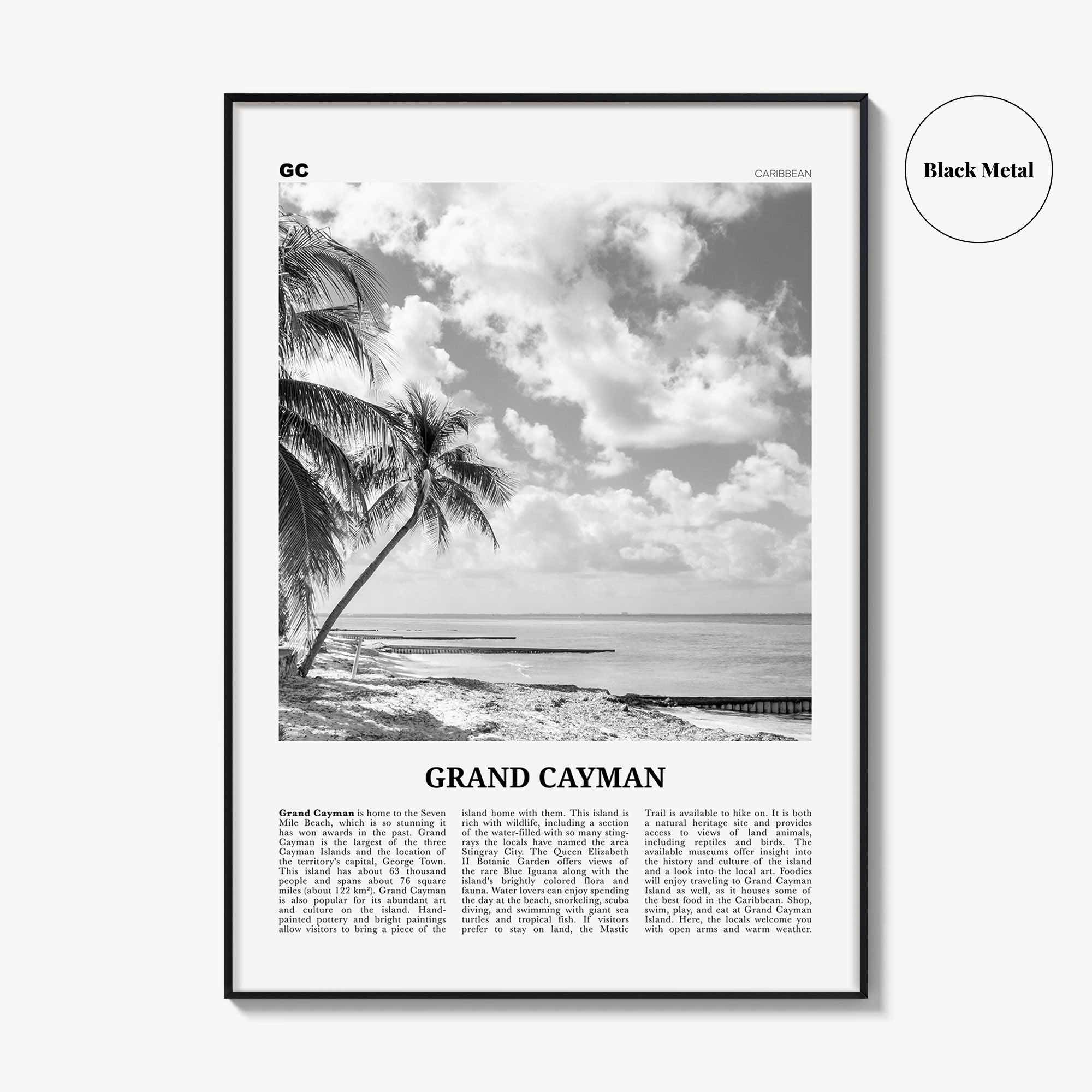 Grand Cayman Print Black and White, Grand Cayman Wall Art, Grand Cayman Poster, Grand Cayman Photo, Grand Cayman Wall Décor, Caribbean