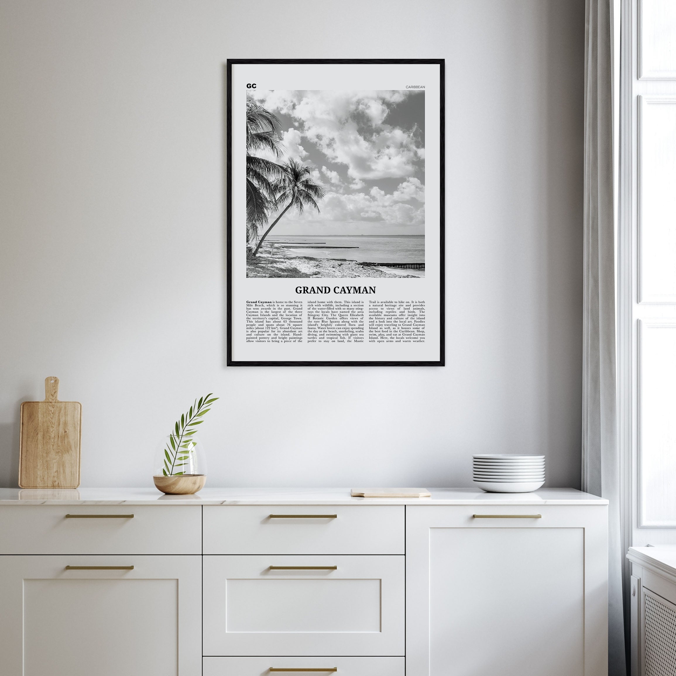 Grand Cayman Travel B&W Poster
