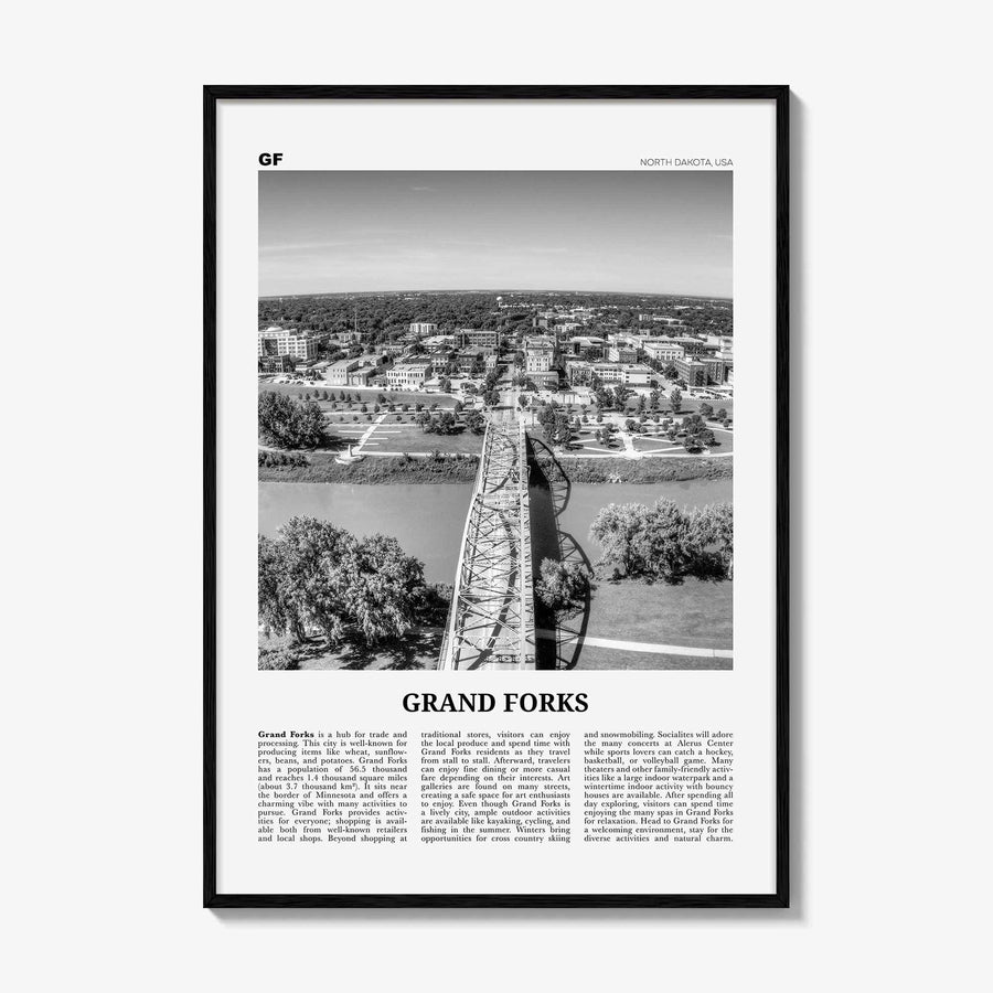 Grand Forks Print Black and White, Grand Forks Wall Art, Grand Forks Poster, Grand Forks Photo, Grand Forks Wall Décor, North Dakota, USA
