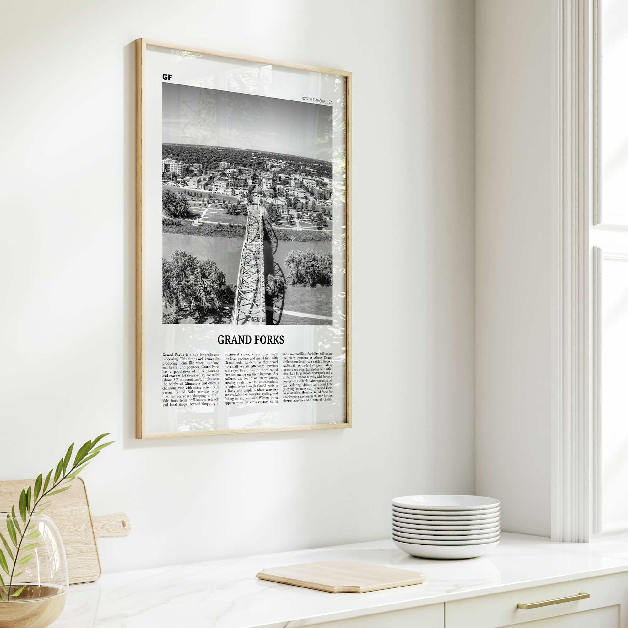 Grand Forks Print Black and White, Grand Forks Wall Art, Grand Forks Poster, Grand Forks Photo, Grand Forks Wall Décor, North Dakota, USA