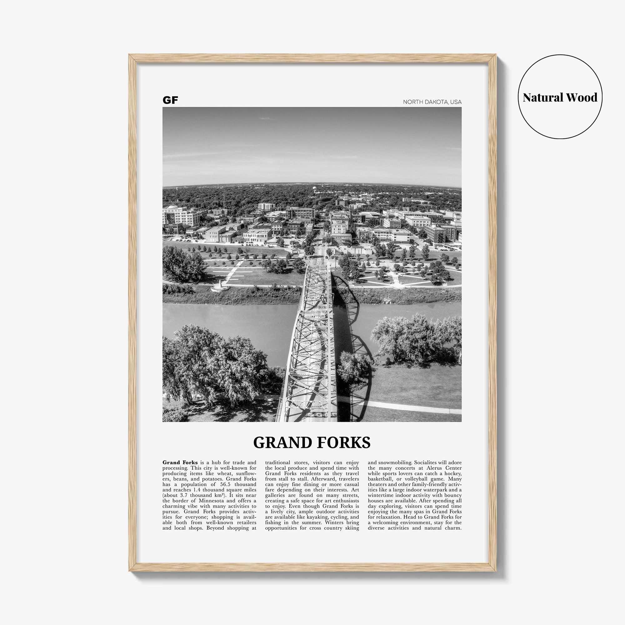 Grand Forks Print Black and White, Grand Forks Wall Art, Grand Forks Poster, Grand Forks Photo, Grand Forks Wall Décor, North Dakota, USA