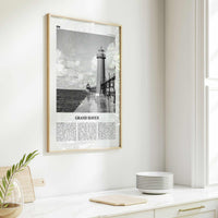 Grand Haven Print Black and White, Grand Haven Wall Art, Grand Haven Poster, Grand Haven Photo, Grand Haven Map, Michigan, USA