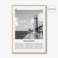 Grand Haven Print Black and White, Grand Haven Wall Art, Grand Haven Poster, Grand Haven Photo, Grand Haven Map, Michigan, USA