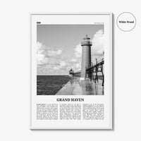 Grand Haven Print Black and White, Grand Haven Wall Art, Grand Haven Poster, Grand Haven Photo, Grand Haven Map, Michigan, USA