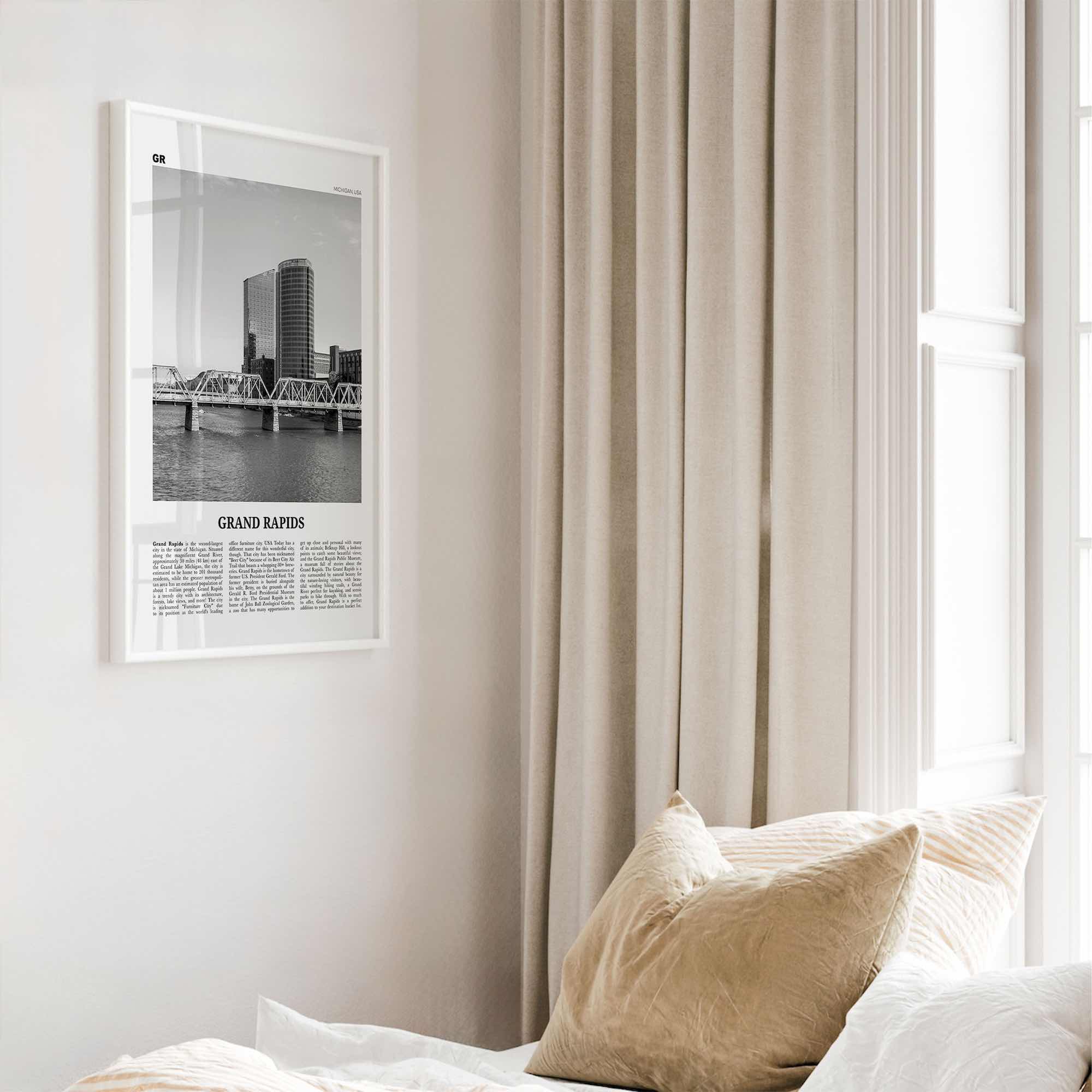 Grand Rapids Print Black and White No 1, Grand Rapids Wall Art, Grand Rapids Poster, Grand Rapids Photo, Grand Rapids, Michigan, USA