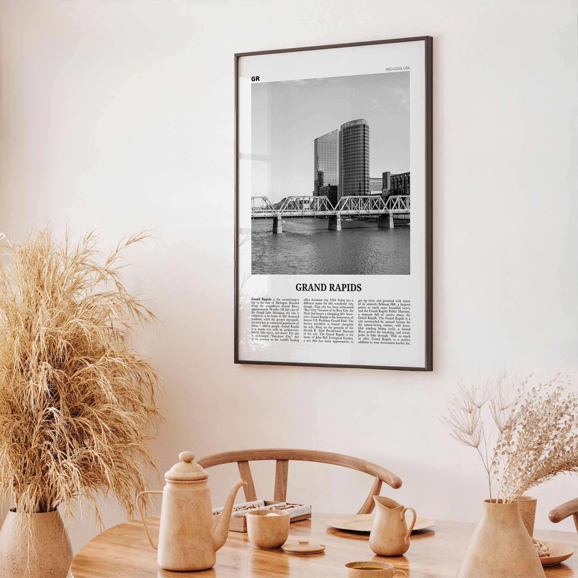 Grand Rapids Print Black and White No 1, Grand Rapids Wall Art, Grand Rapids Poster, Grand Rapids Photo, Grand Rapids, Michigan, USA