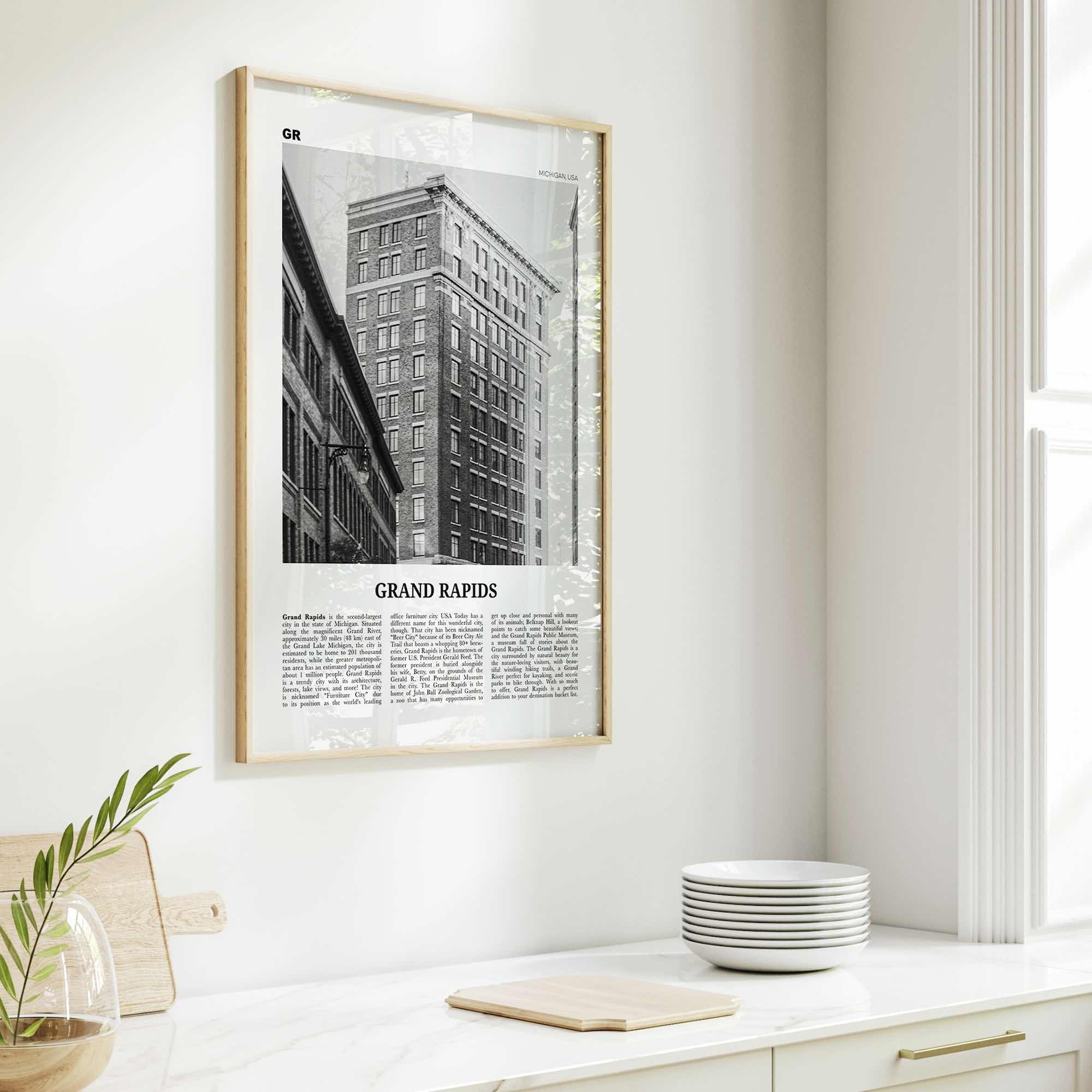 Grand Rapids Print Black and White No 2, Grand Rapids Wall Art, Grand Rapids Poster, Grand Rapids Photo, Grand Rapids, Michigan, USA