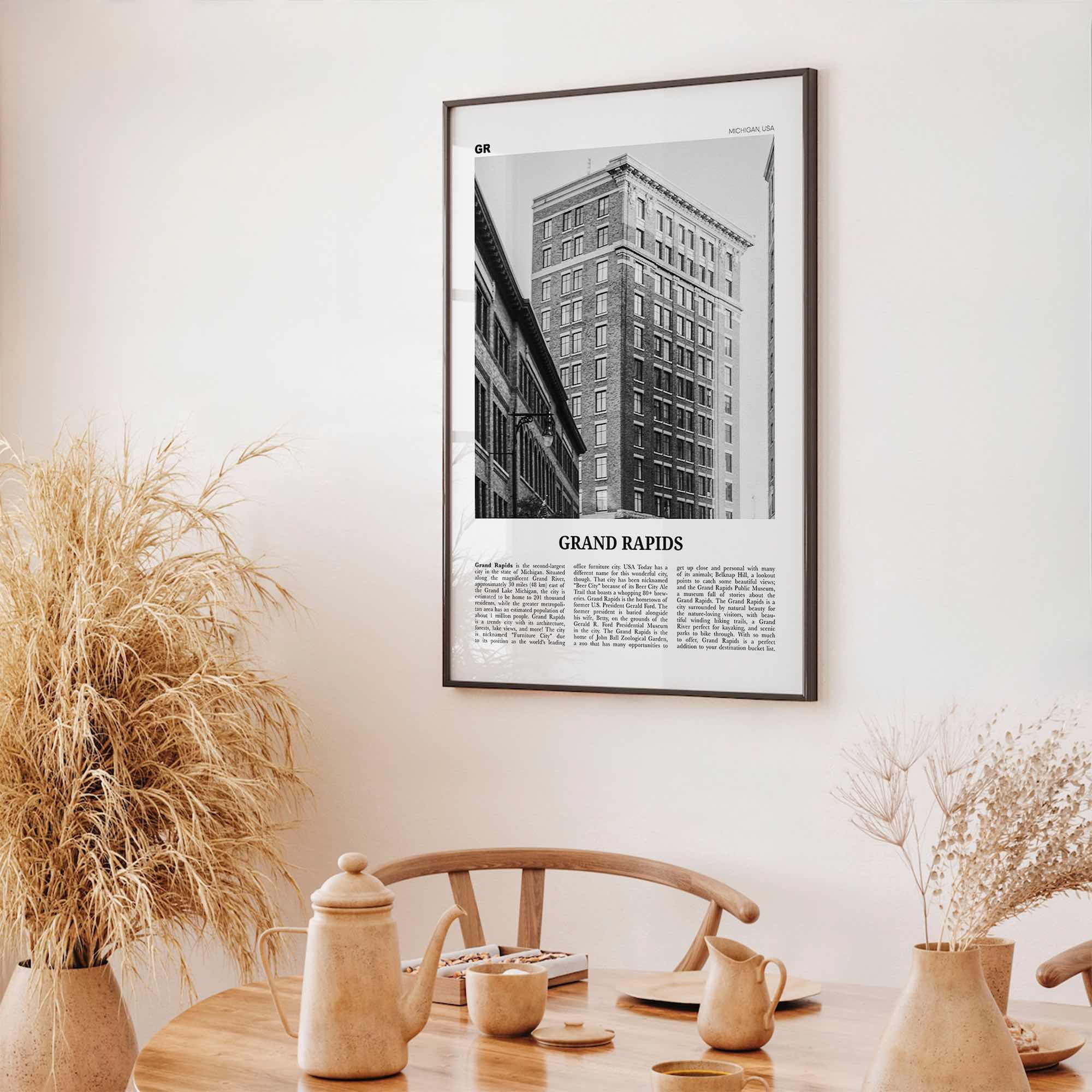 Grand Rapids Print Black and White No 2, Grand Rapids Wall Art, Grand Rapids Poster, Grand Rapids Photo, Grand Rapids, Michigan, USA