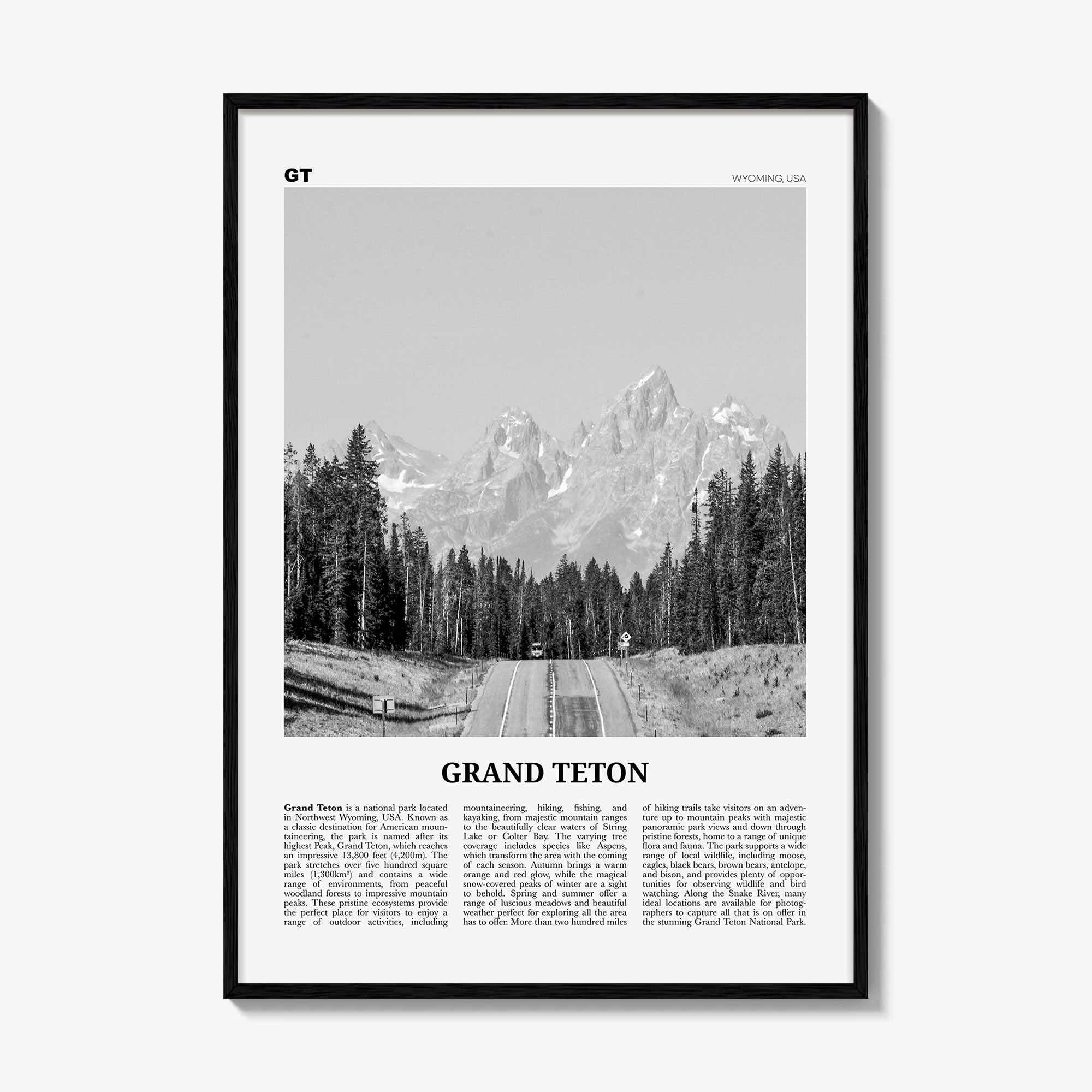 Grand Teton National Park Print Black and White No 1, Grand Teton Wall Art, Grand Teton Poster, Grand Teton Photo, Wyoming, USA