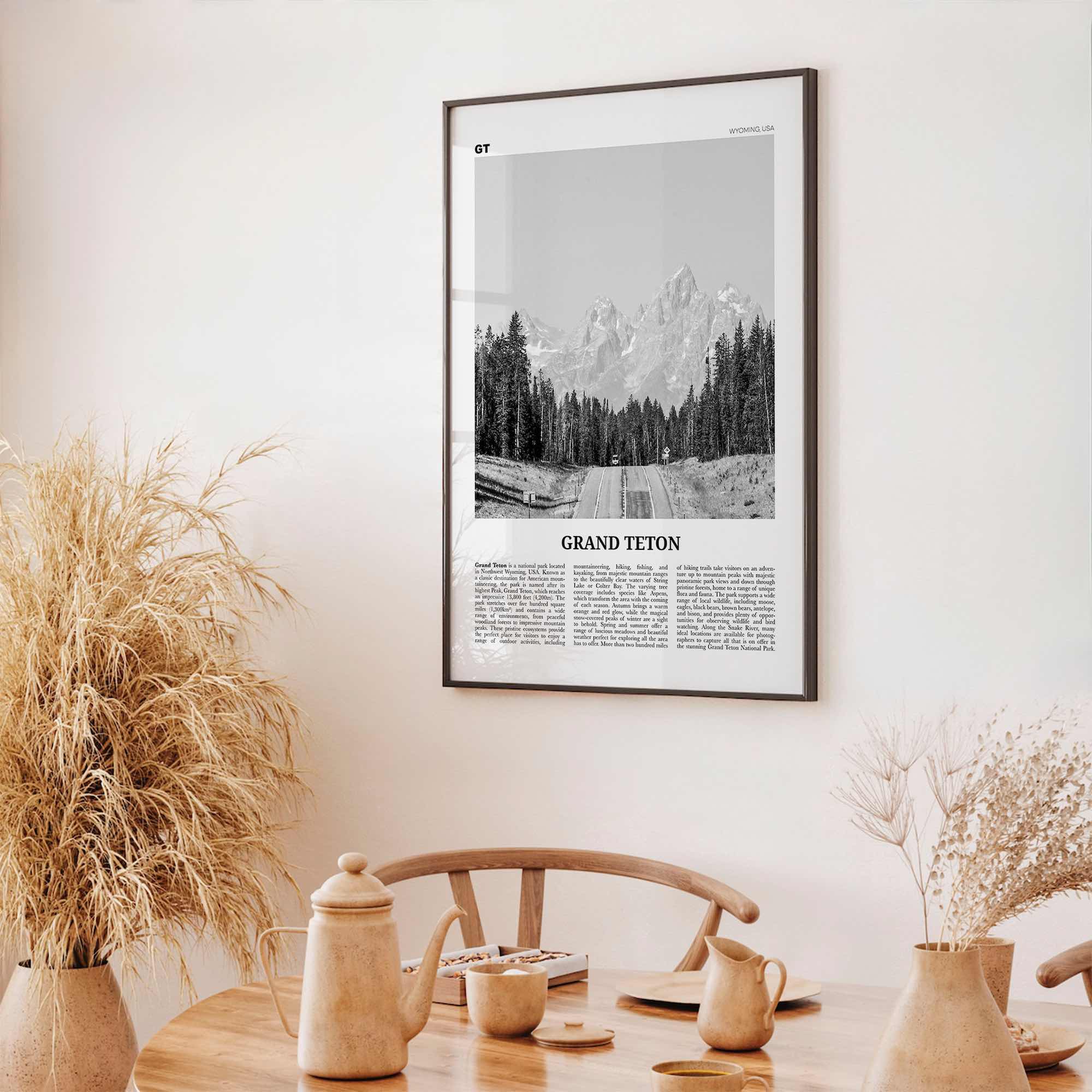 Grand Teton National Park Print Black and White No 1, Grand Teton Wall Art, Grand Teton Poster, Grand Teton Photo, Wyoming, USA
