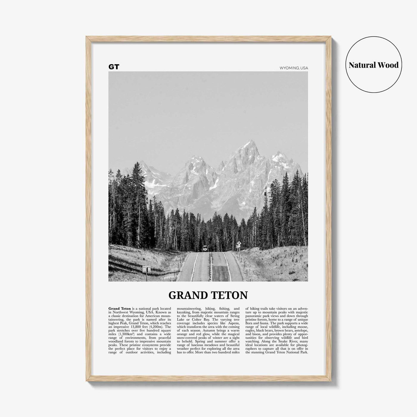Grand Teton National Park Print Black and White No 1, Grand Teton Wall Art, Grand Teton Poster, Grand Teton Photo, Wyoming, USA