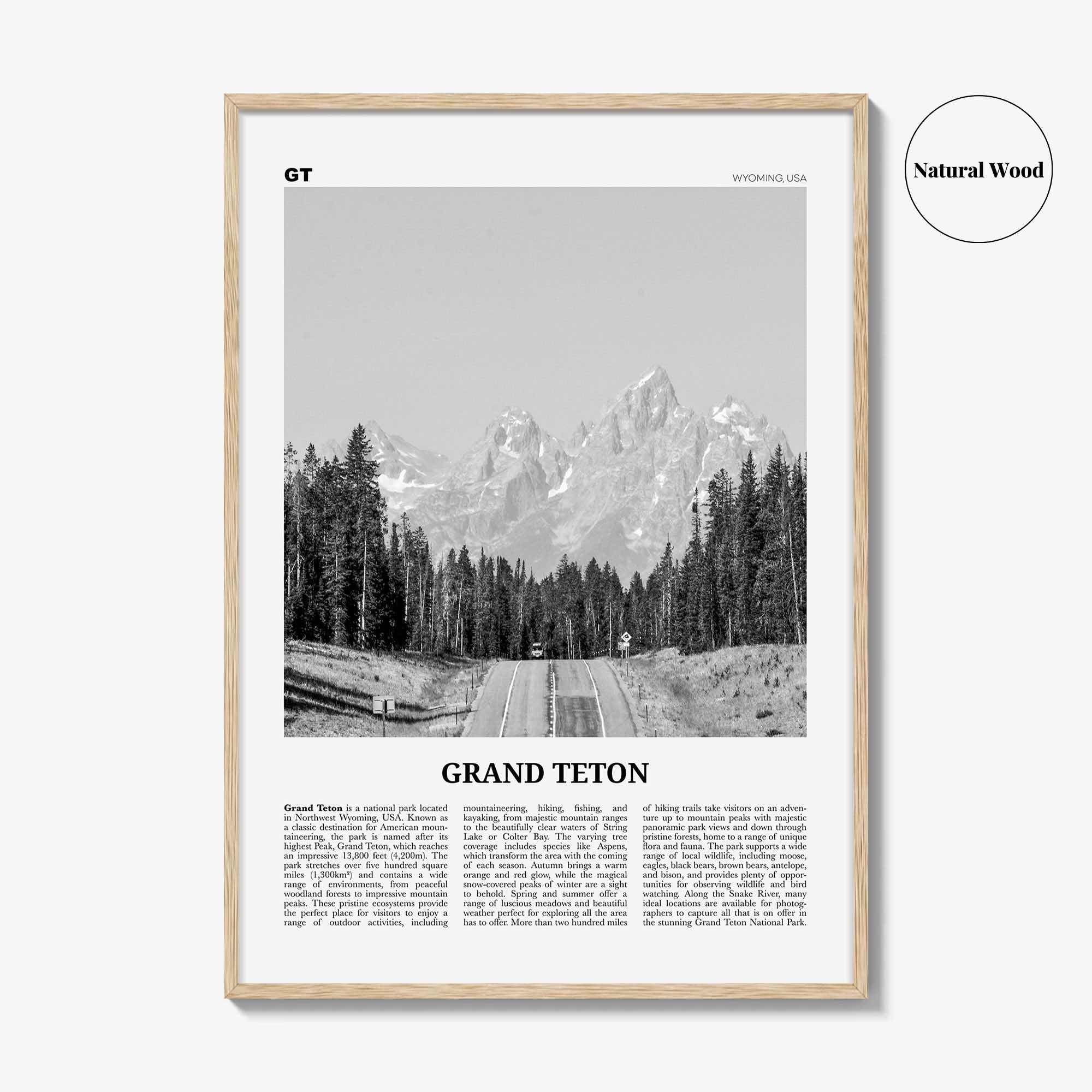 Grand Teton National Park Print Black and White No 1, Grand Teton Wall Art, Grand Teton Poster, Grand Teton Photo, Wyoming, USA