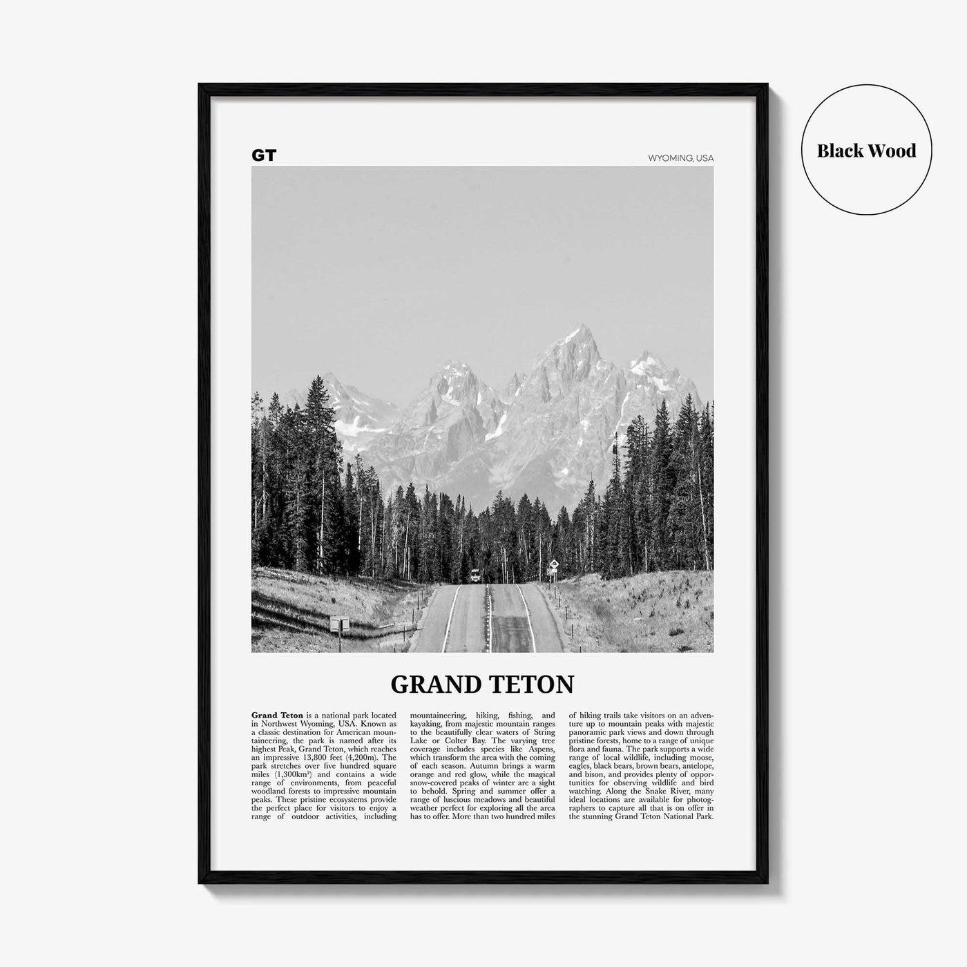 Grand Teton National Park Print Black and White No 1, Grand Teton Wall Art, Grand Teton Poster, Grand Teton Photo, Wyoming, USA