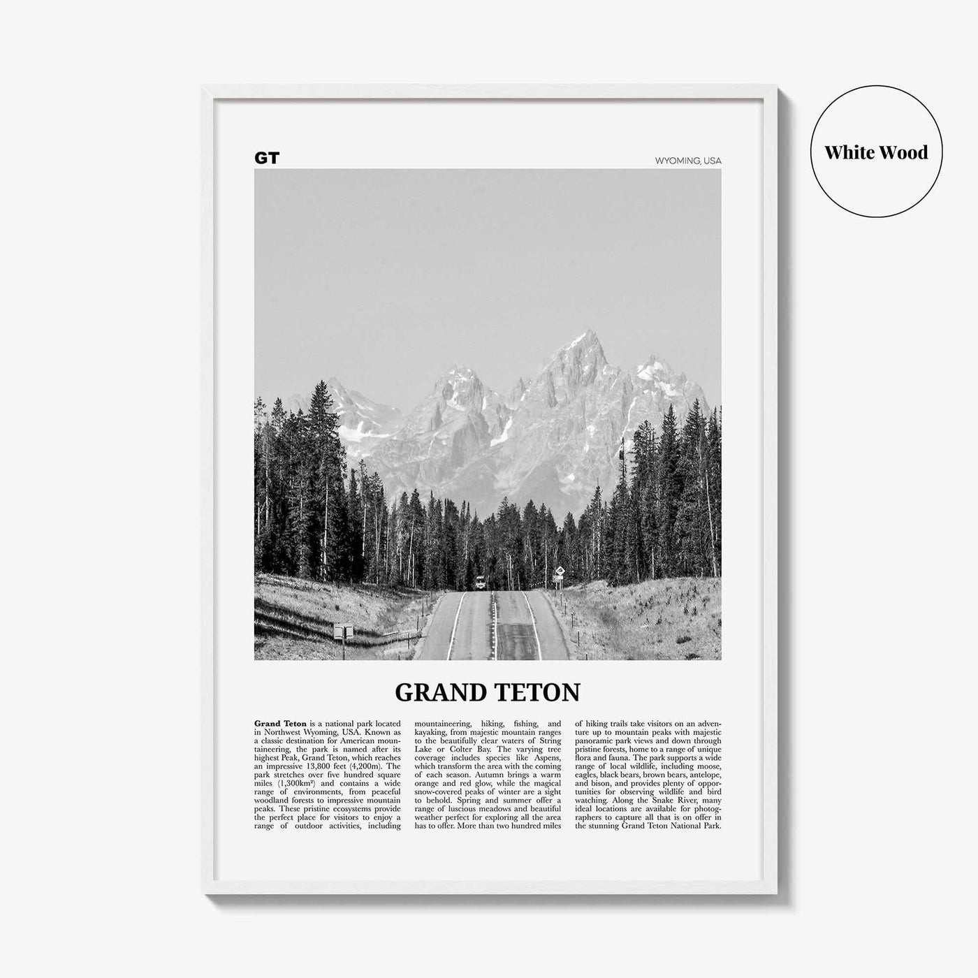 Grand Teton National Park Print Black and White No 1, Grand Teton Wall Art, Grand Teton Poster, Grand Teton Photo, Wyoming, USA