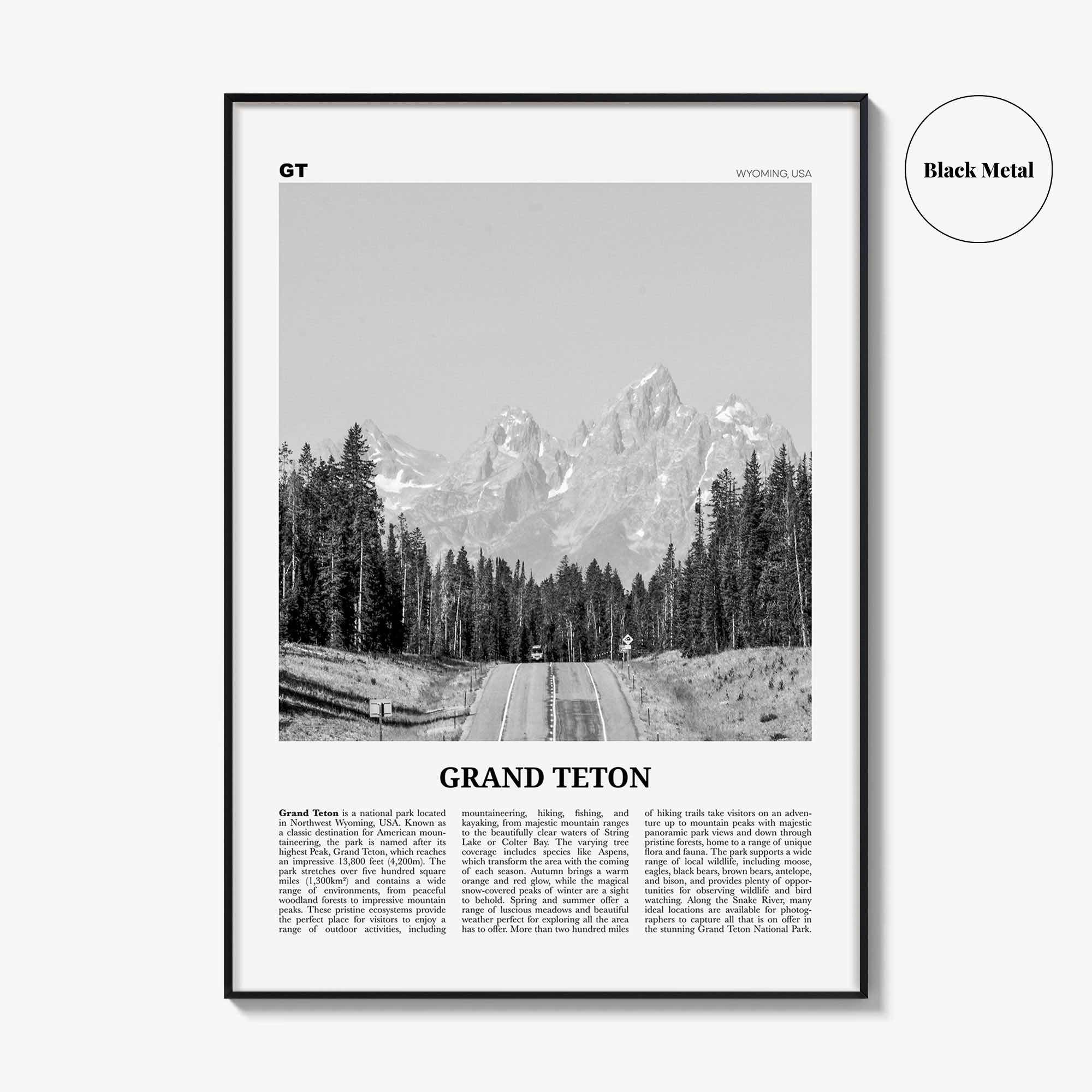 Grand Teton National Park Print Black and White No 1, Grand Teton Wall Art, Grand Teton Poster, Grand Teton Photo, Wyoming, USA