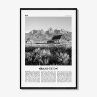Grand Teton National Park Print Black and White No 2, Grand Teton Wall Art, Grand Teton Poster, Grand Teton Photo, Wyoming, USA