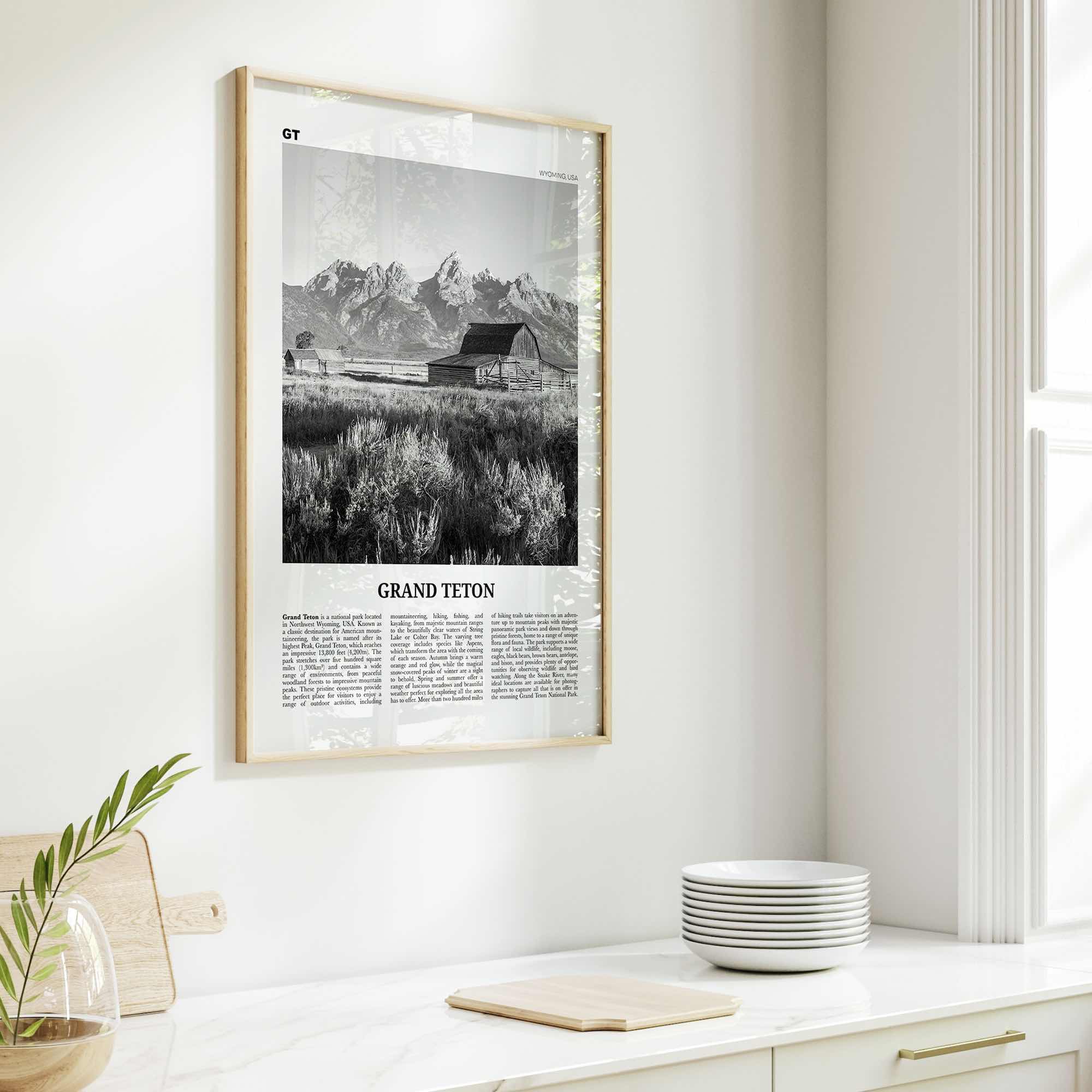 Grand Teton National Park Print Black and White No 2, Grand Teton Wall Art, Grand Teton Poster, Grand Teton Photo, Wyoming, USA