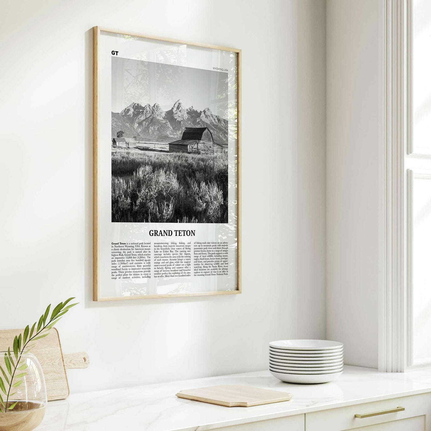 Grand Teton National Park Print Black and White No 2, Grand Teton Wall Art, Grand Teton Poster, Grand Teton Photo, Wyoming, USA